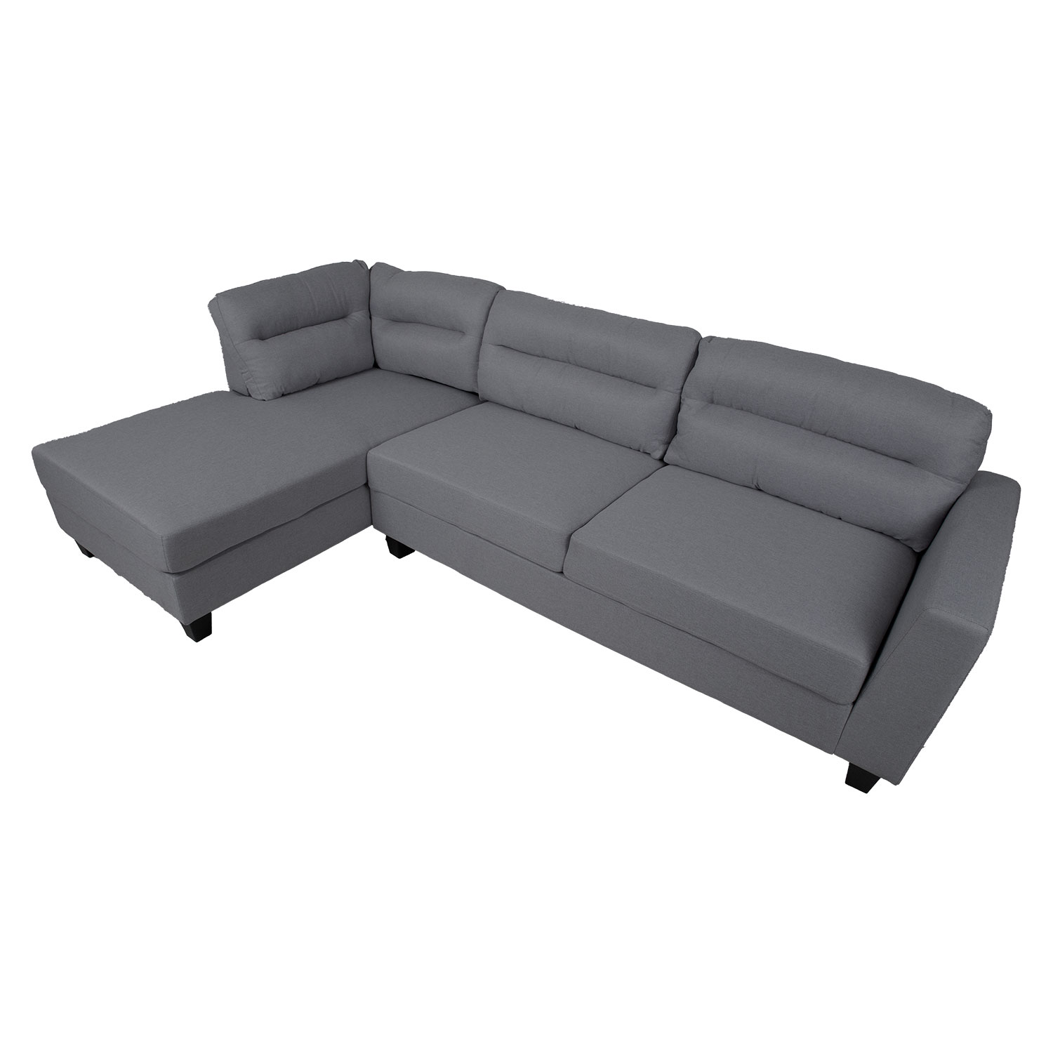 Kampinė sofa su kairiuoju kampu, tamsiai pilka, 268 × 158/83 × 88 cm 2