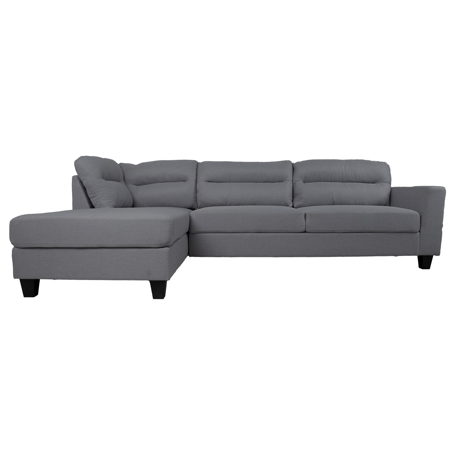 Kampinė sofa su kairiuoju kampu, tamsiai pilka, 268 × 158/83 × 88 cm