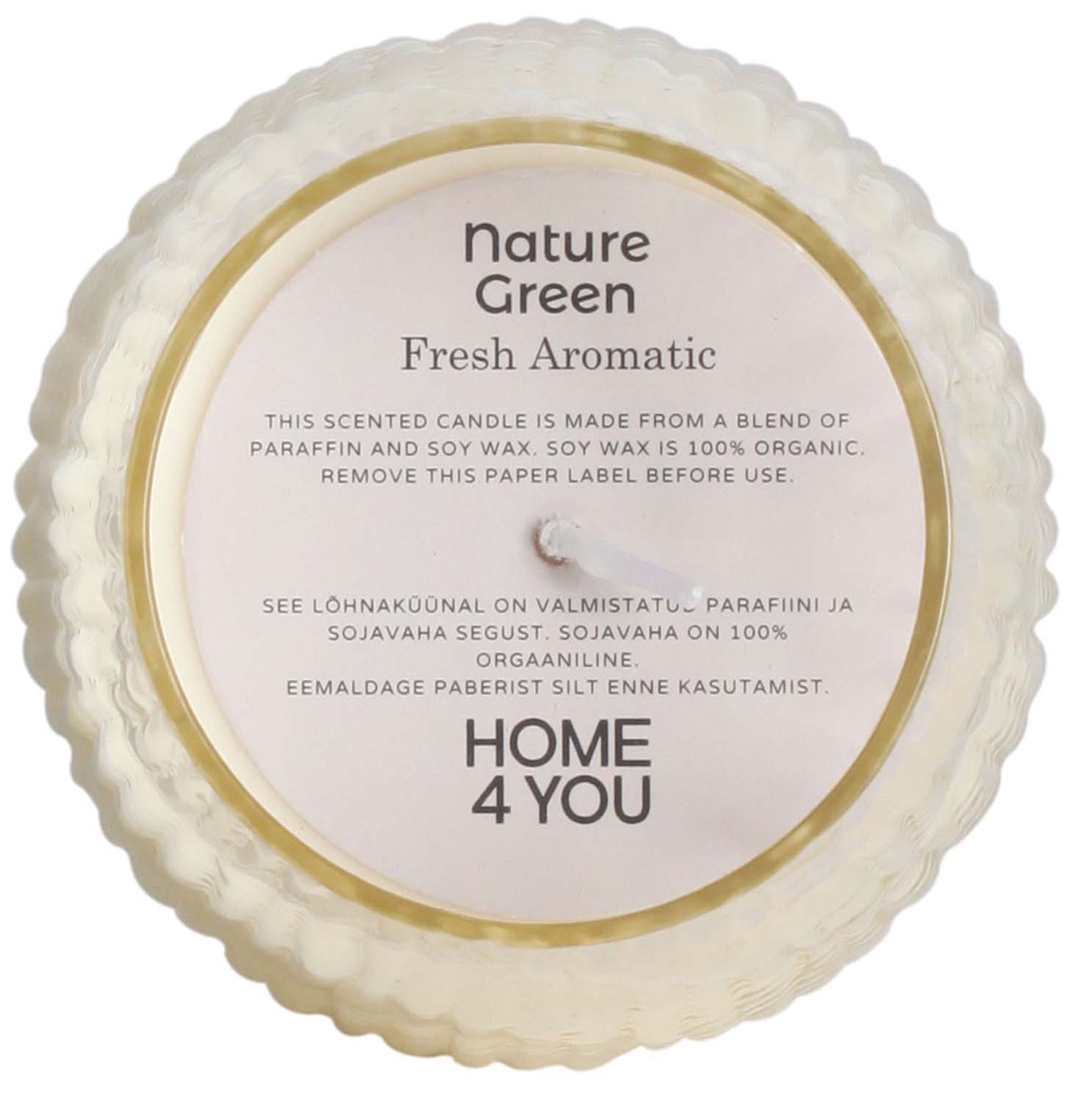 Aromatinė žvakė „Nature Green“ su „Fresh Aroma“ kvapu, 13,5 cm