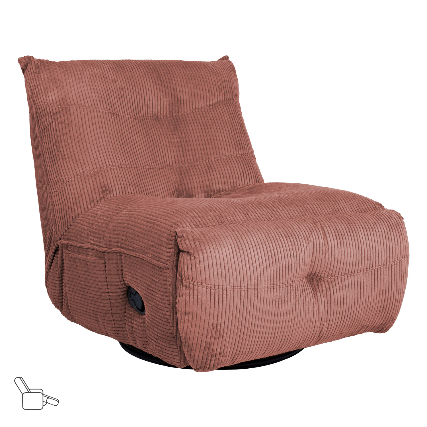 Supamoji kėdė su mechaniniu pakoju ir 360° pasukamu pagrindu, rožinė, 80 × 95 × 90 cm