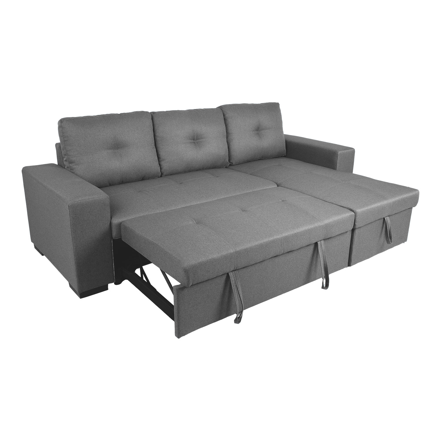Kampinė sofa-lova su daiktadėže, pilka, 240 × 90/160 × 94 cm 2