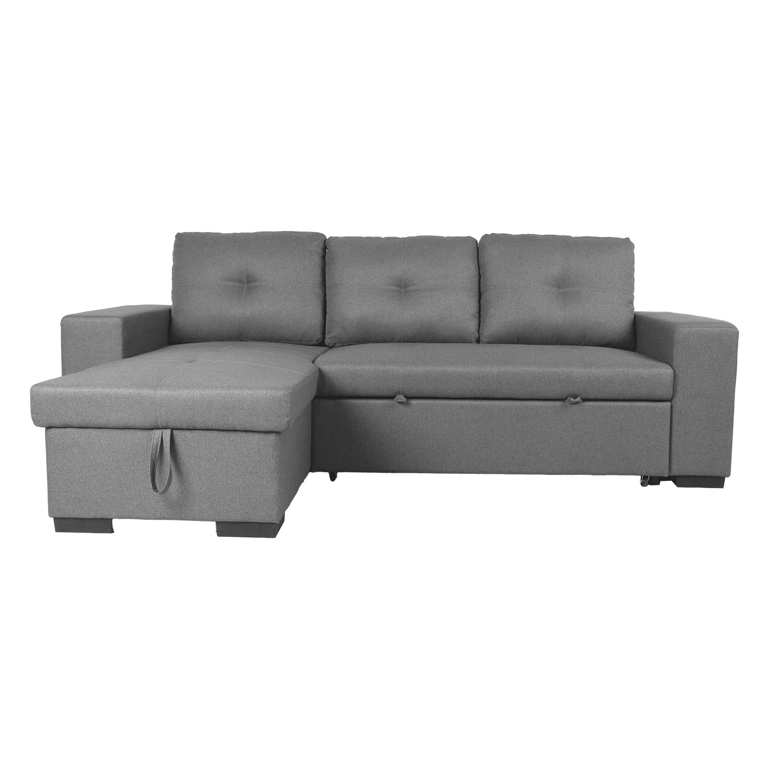 Kampinė sofa-lova su daiktadėže, pilka, 240 × 90/160 × 94 cm 3