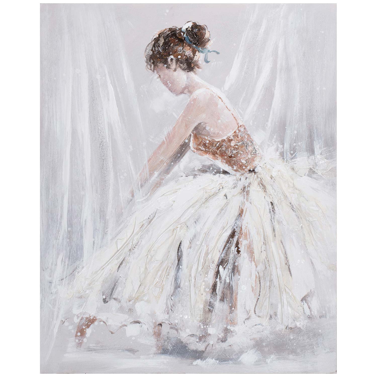 Paveikslas ant drobės su merginos balta suknele piešiniu, 80 × 100 cm