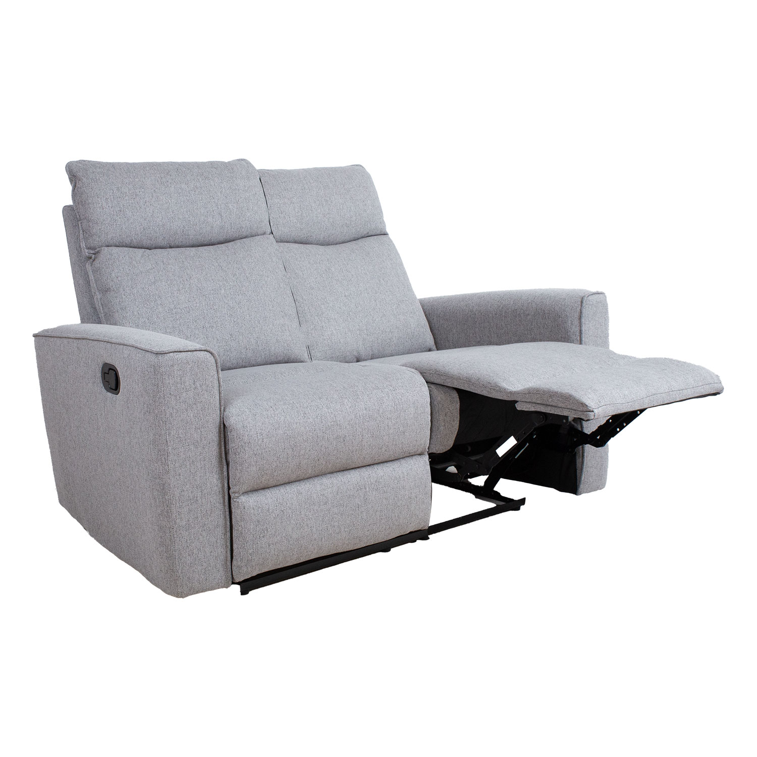 Dvivietė sofa MORA su rankiniu atlošimo mechanizmu, pilka, 150 × 93 × 102 cm