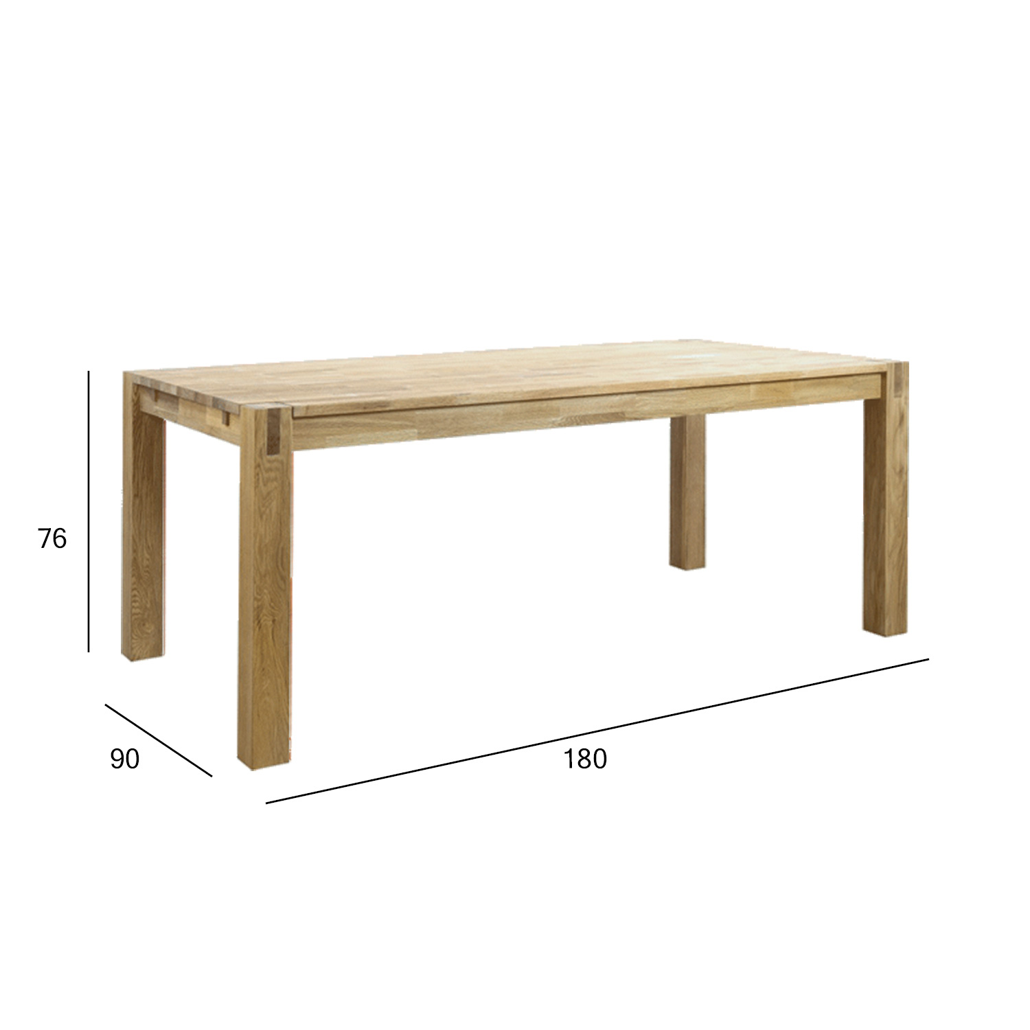 Valgomojo stalas CHICAGO NEW, MDF stalviršis su ąžuolo lukštu, alyvuotas, natūralios spalvos, 180 × 90 × 76 cm 2