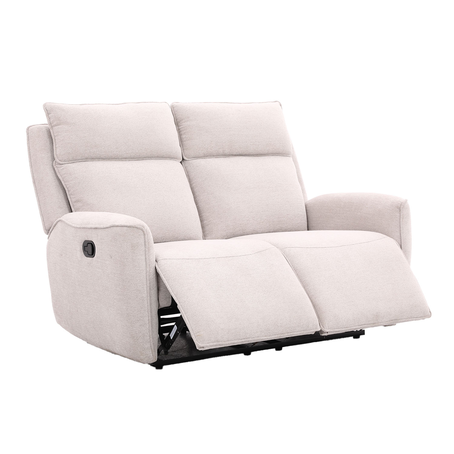 Sofa, 2 vietų, su rankiniu atlošimo mechanizmu, smėlio spalvos, 150 × 90 × 104 cm