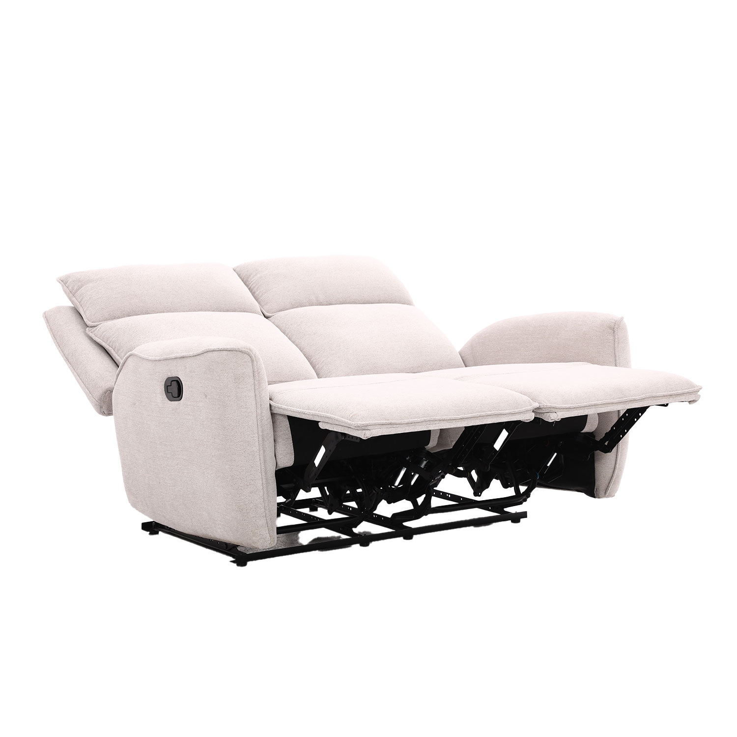 Sofa, 2 vietų, su rankiniu atlošimo mechanizmu, smėlio spalvos, 150 × 90 × 104 cm 2
