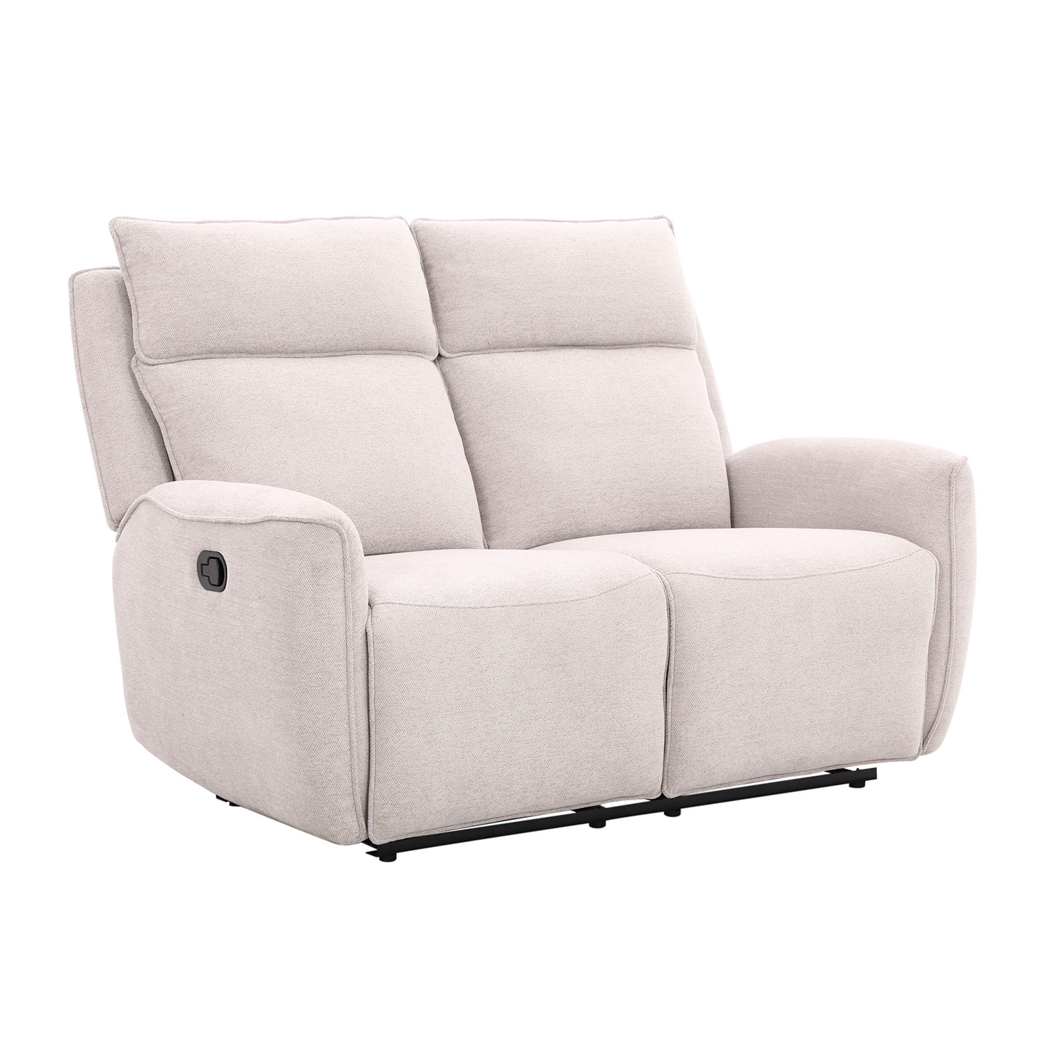 Sofa, 2 vietų, su rankiniu atlošimo mechanizmu, smėlio spalvos, 150 × 90 × 104 cm