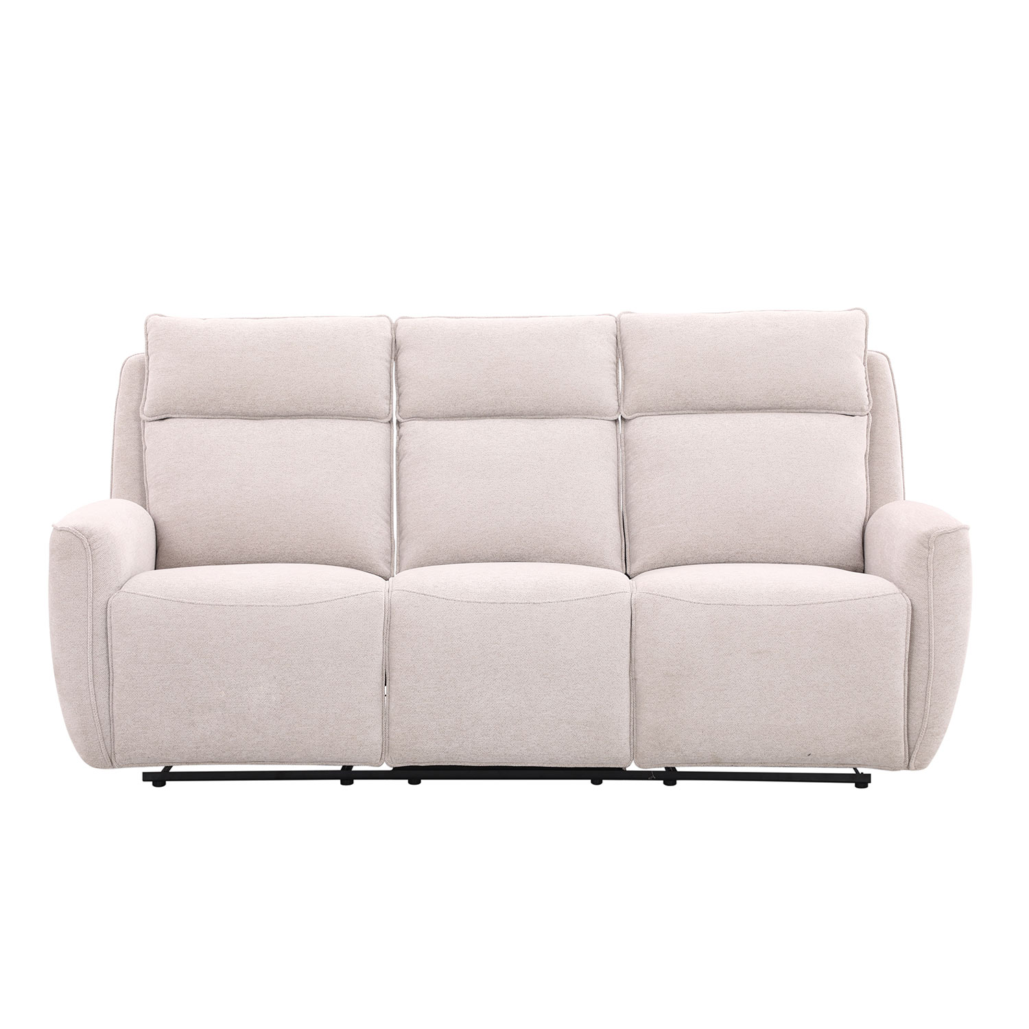 Sofa, 3 vietų, su rankiniu atlošimo mechanizmu, smėlio spalvos, 206 × 90 × 104 cm 2