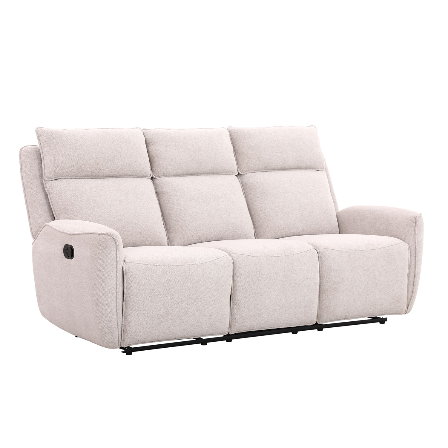 Sofa, 3 vietų, su rankiniu atlošimo mechanizmu, smėlio spalvos, 206 × 90 × 104 cm