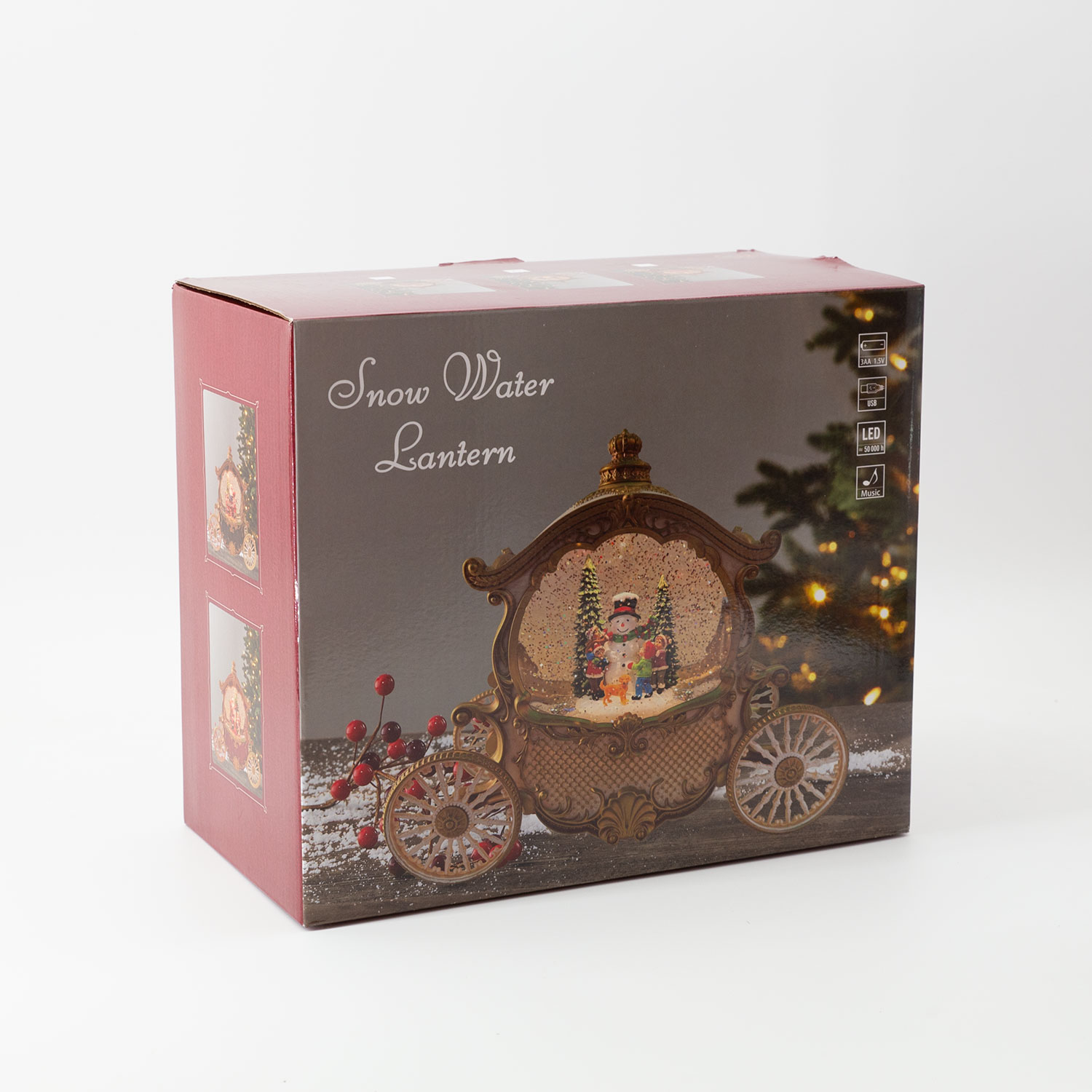 Kalėdinė LED dekoracija WONDERLAND su vandens ir blizgučių efektu, kreminė balta, 26 × 11 × 20 cm 2