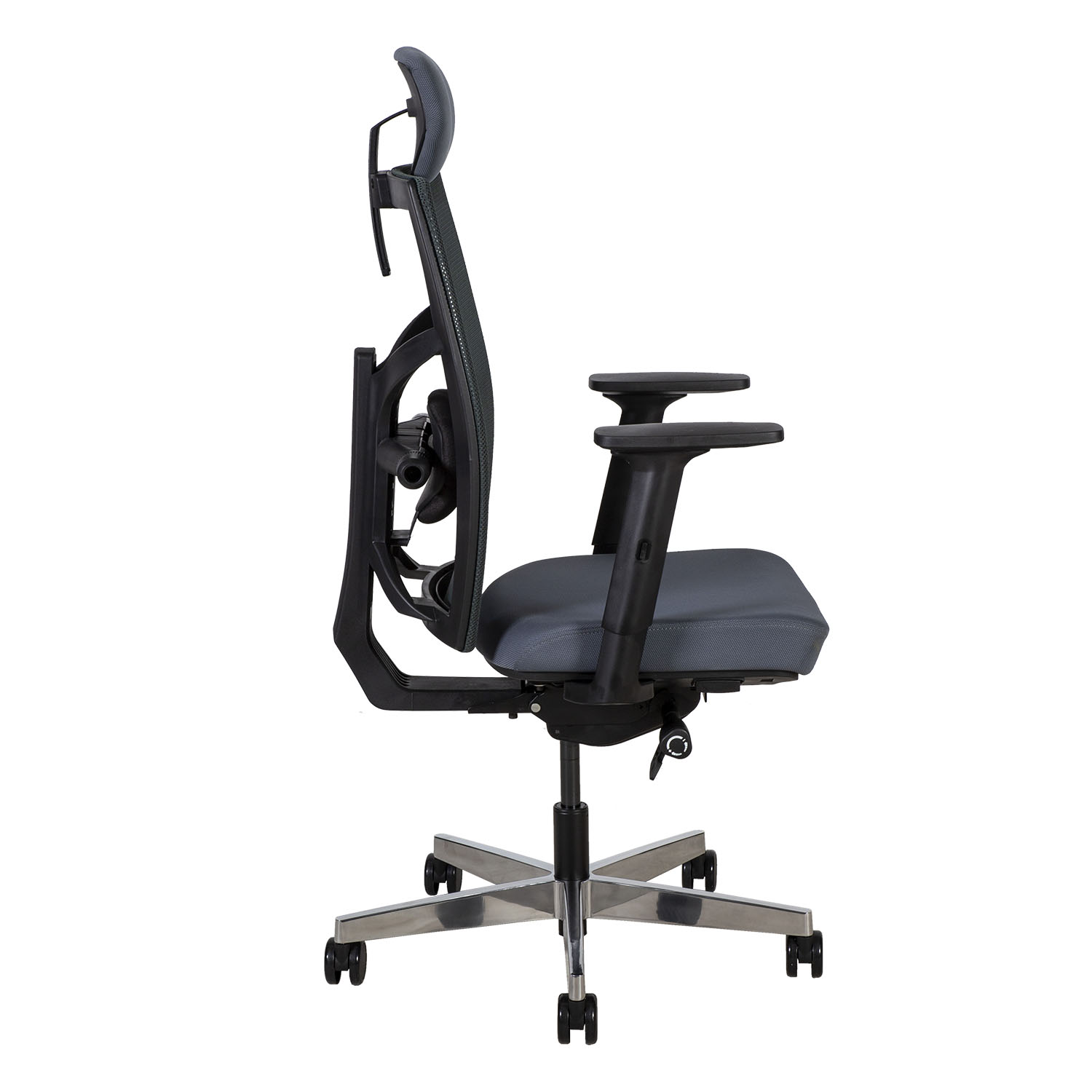 Biuro kėdė su sinchroniniu mechanizmu ir reguliuojama juosmens atrama, pilka, 70 × 70 × 111–128 cm 2