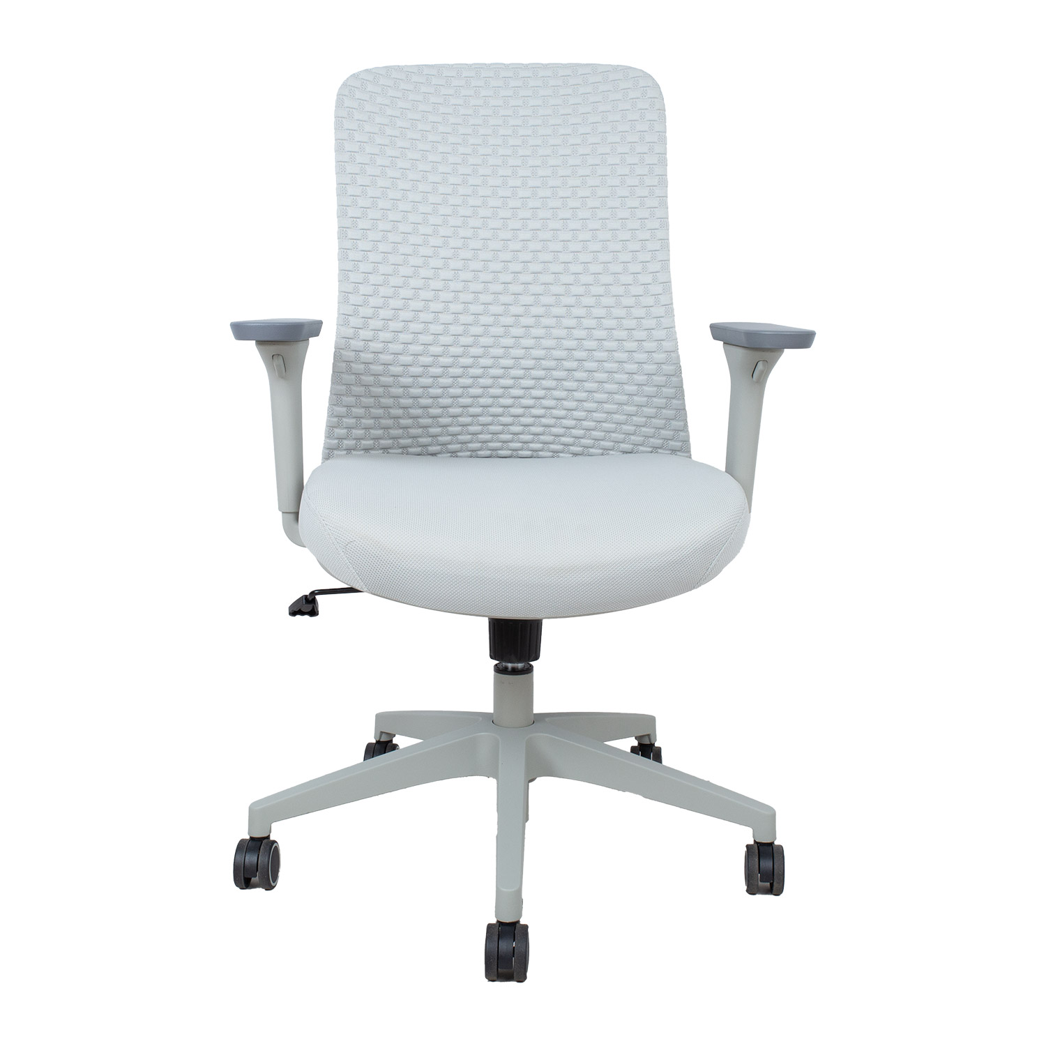 Biuro kėdė su sinchroniniu mechanizmu ir reguliuojamais porankiais, pilka, 63 × 57 × 94–102 cm