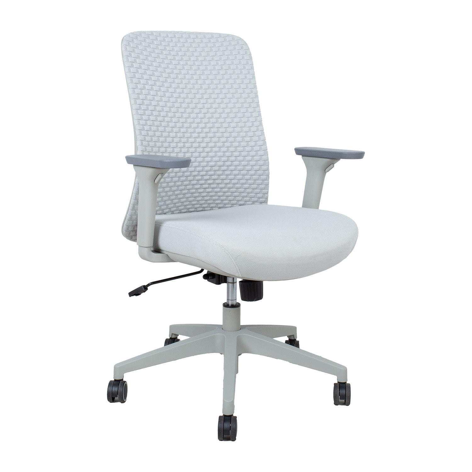 Biuro kėdė su sinchroniniu mechanizmu ir reguliuojamais porankiais, pilka, 63 × 57 × 94–102 cm