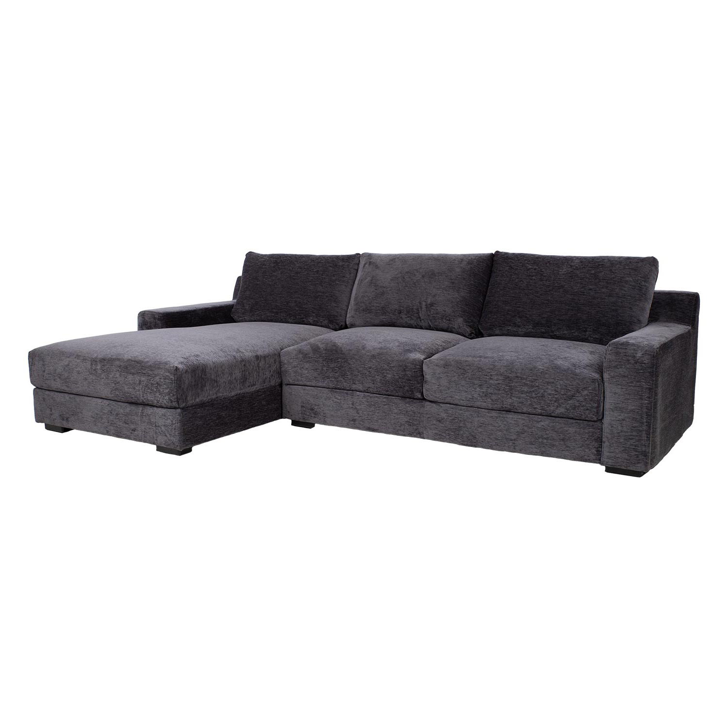 Kairinė kampinė sofa su kišeninėmis spyruoklėmis, tamsiai pilka, 282 × 100/171 × 88 cm