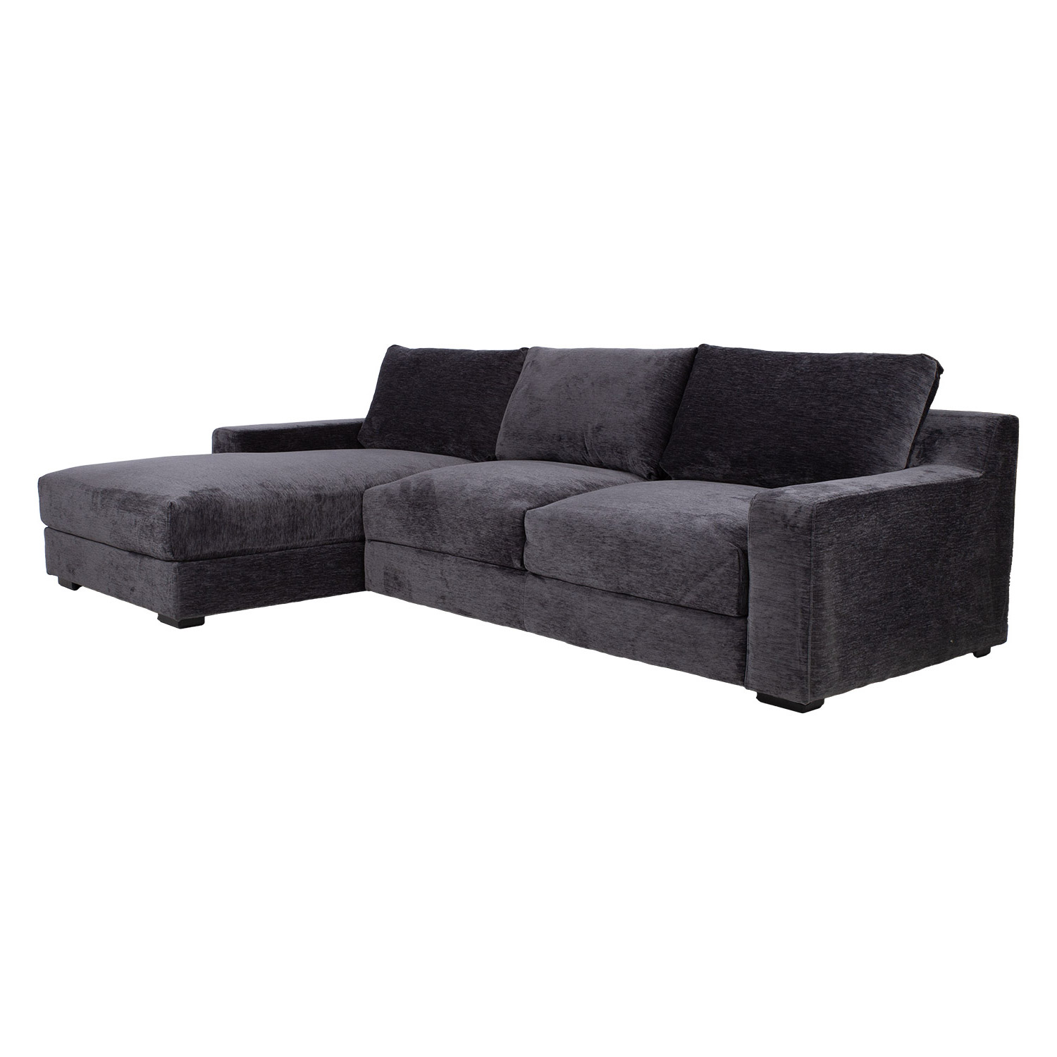 Kairinė kampinė sofa su kišeninėmis spyruoklėmis, tamsiai pilka, 282 × 100/171 × 88 cm