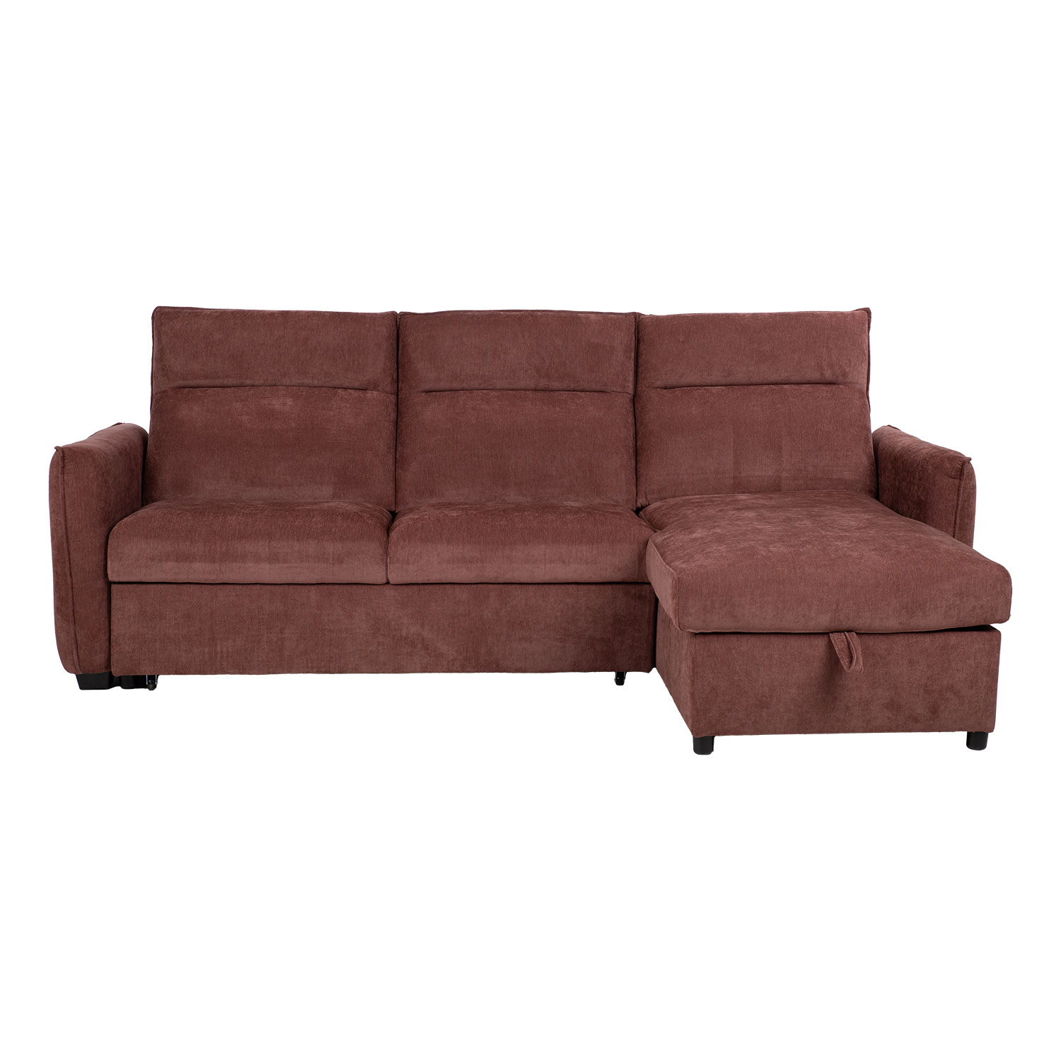 Kampinė sofa-lova su daiktadėže ir keičiama kampo puse, tamsiai rožinė, 244 × 155/88 × 102 cm 3
