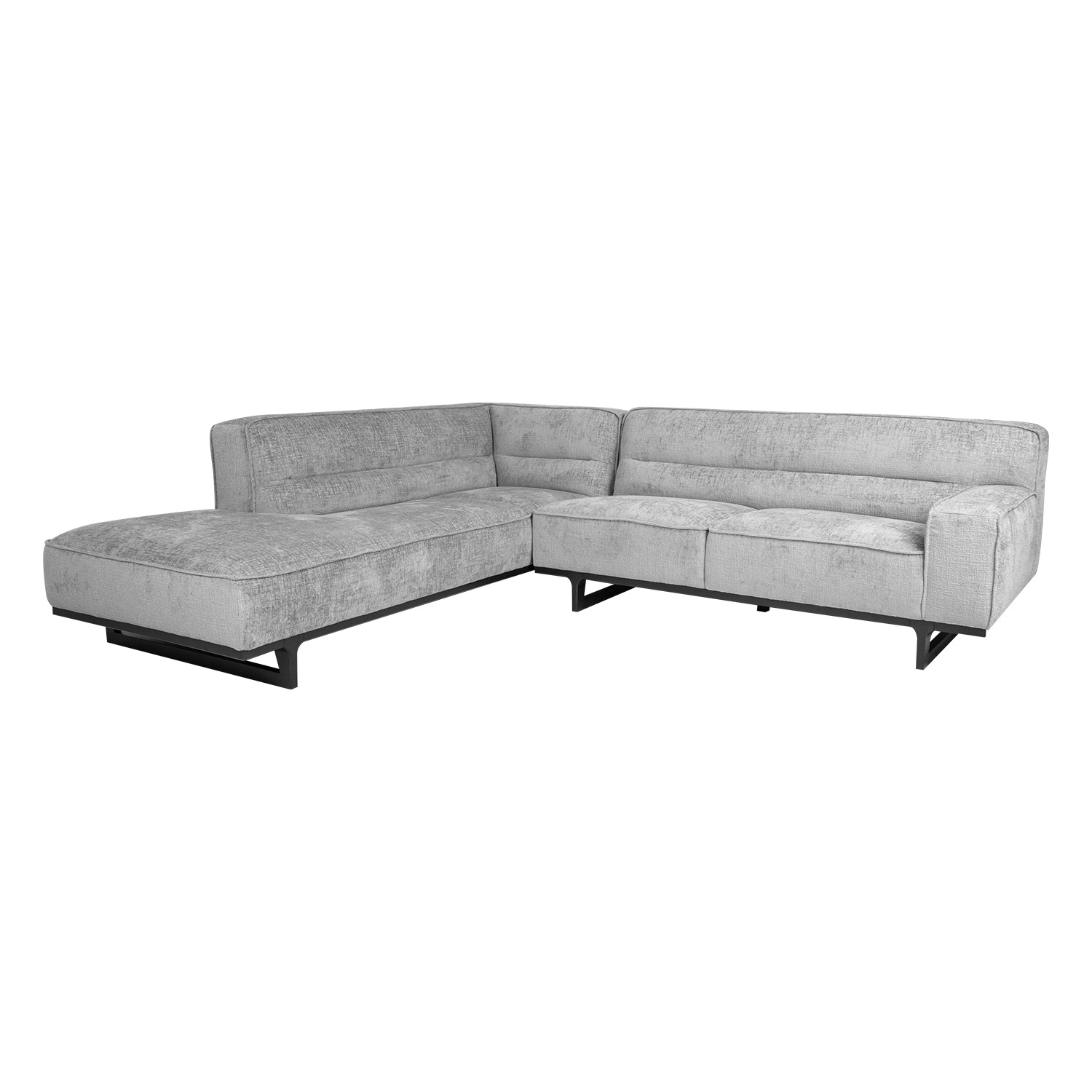 Kampinė sofa, kairinė, pilka, 272 × 240/95 × 79 cm