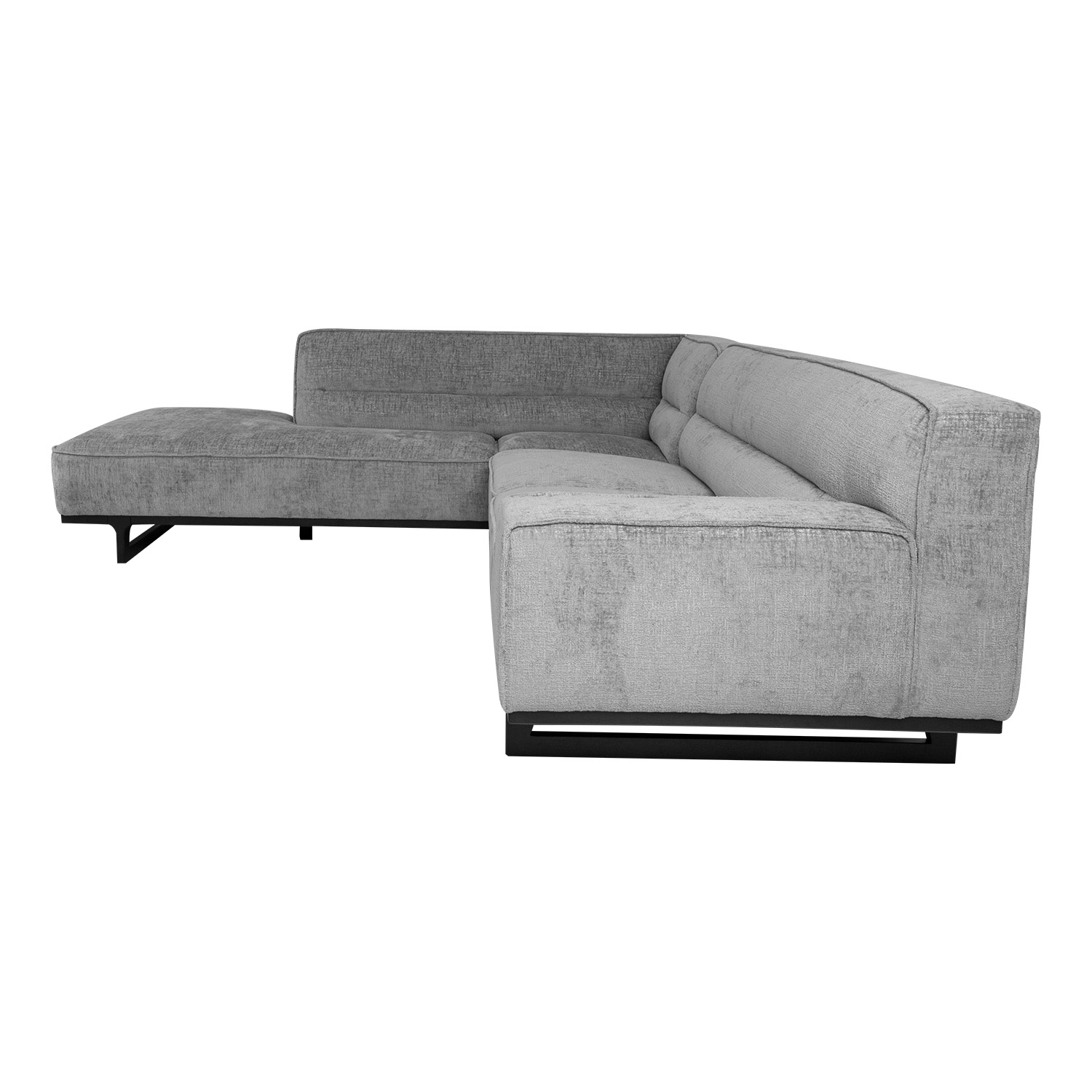 Kampinė sofa, kairinė, pilka, 272 × 240/95 × 79 cm