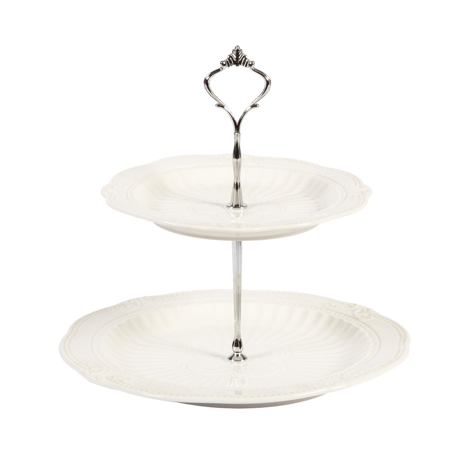 Divstāvu servēšanas šķīvis SOFIA, balts, Ø 20 / 26,5 cm 2