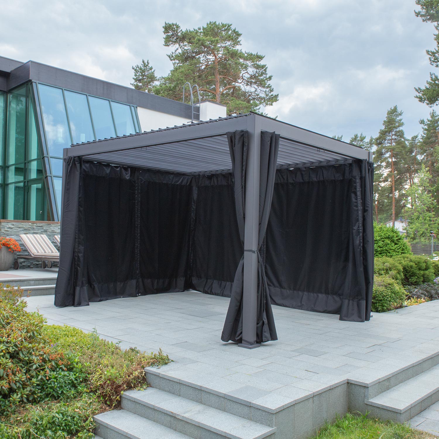 Poliesterinės užuolaidos pavėsinei MIRADOR-111, juodos, 3 x 4 m, 4 vnt. 3