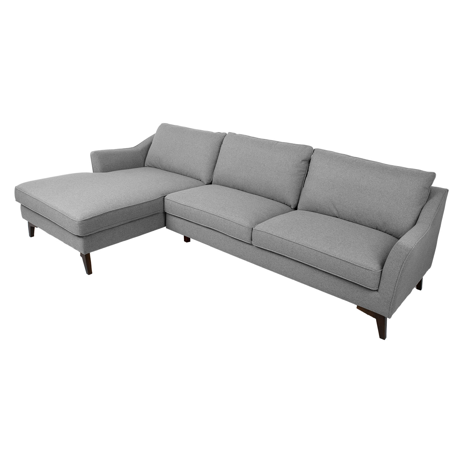 Kampinė sofa, kairinė, pilka, 286 × 160/90 × 86 cm