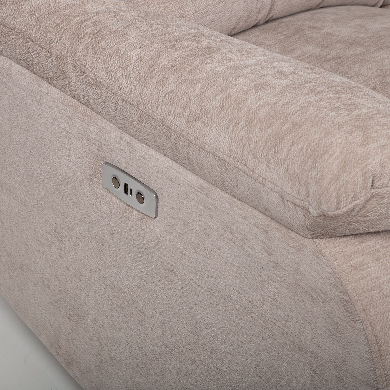 Kampinė sofa, dešinysis kampas, elektrinis ir mechaninis atlošimas, šviesiai pilka, 225 × 93/164 × 99 cm 3