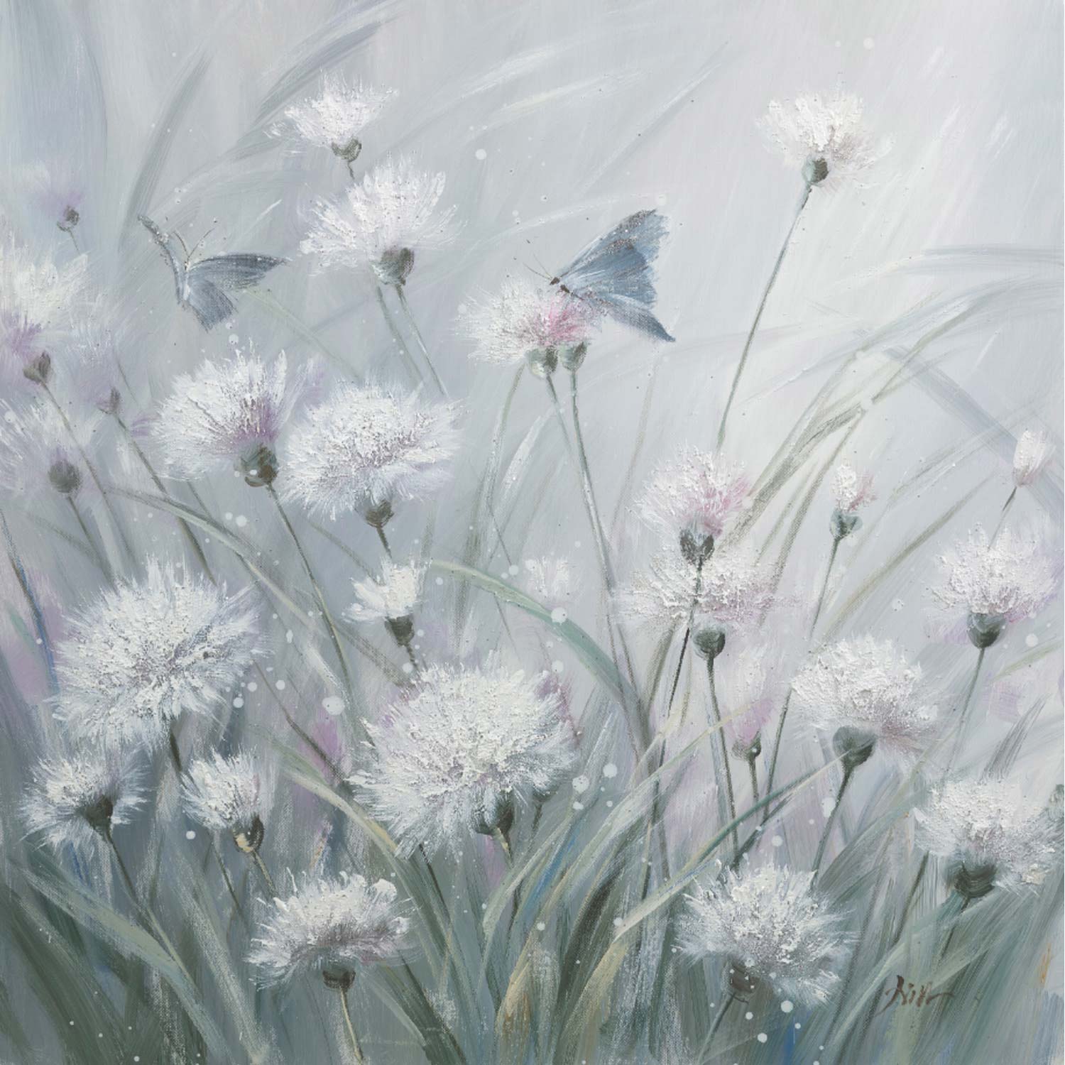Paveikslas aliejiniais dažais tapytas, kiaulpienė, 60 × 60 cm