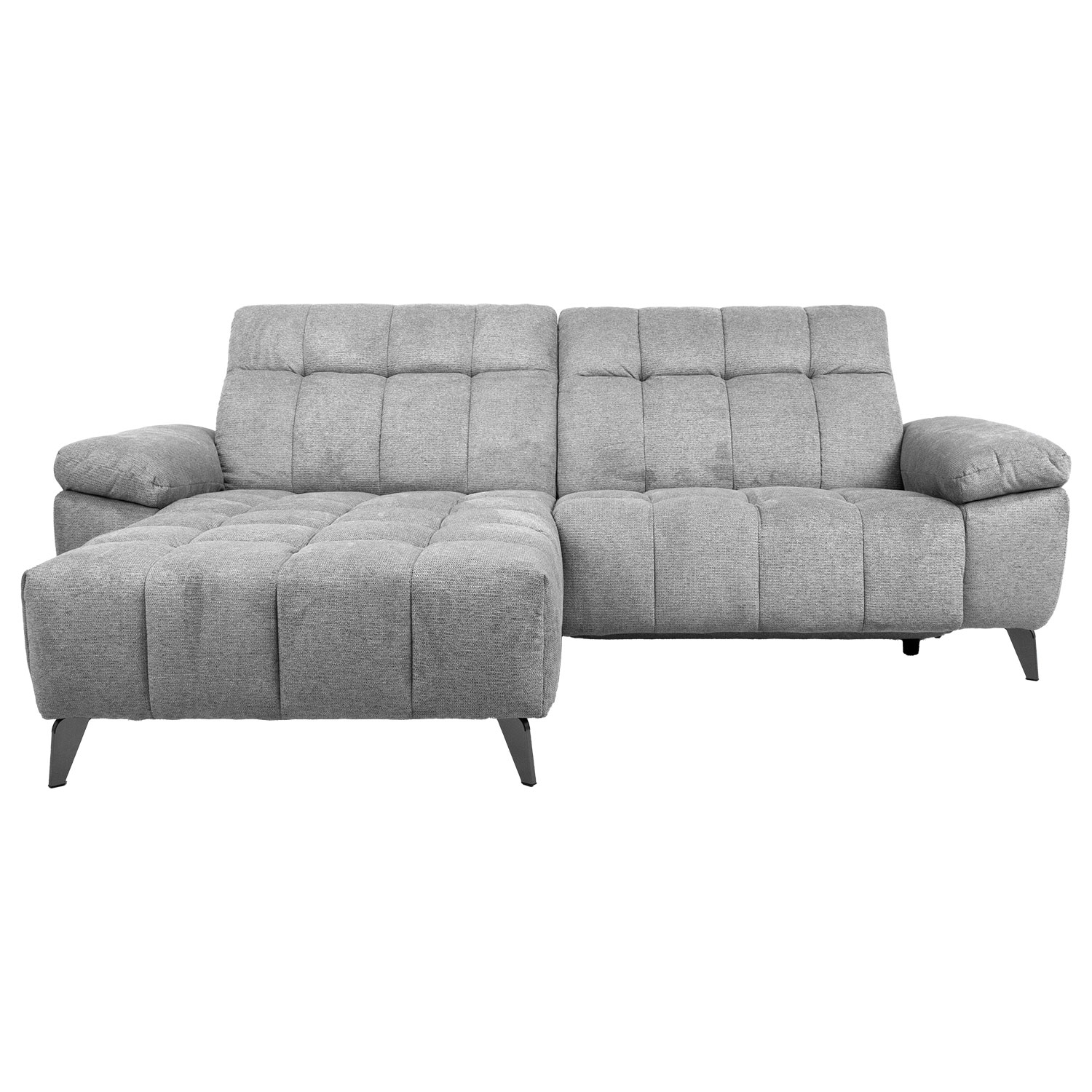Kampinė sofa, kairinė, su elektriniu kojų atramos mechanizmu, šviesiai pilka, 264 × 160/87 × 85/102 cm 2