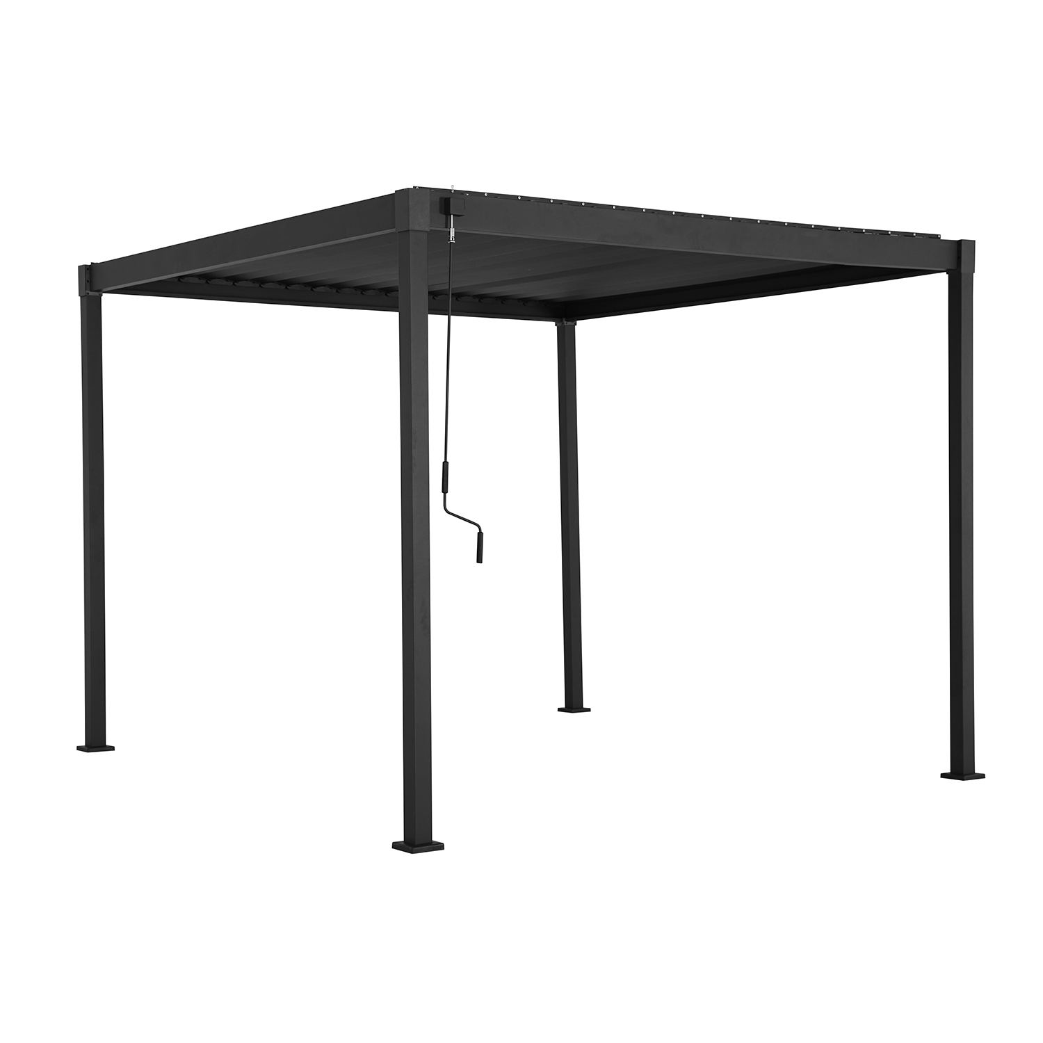 Sodo pavėsinė MIRADOR-80 su reguliuojamu lameliniu stogu, tamsiai pilka, 298,5 × 298,5 × 240 cm 2