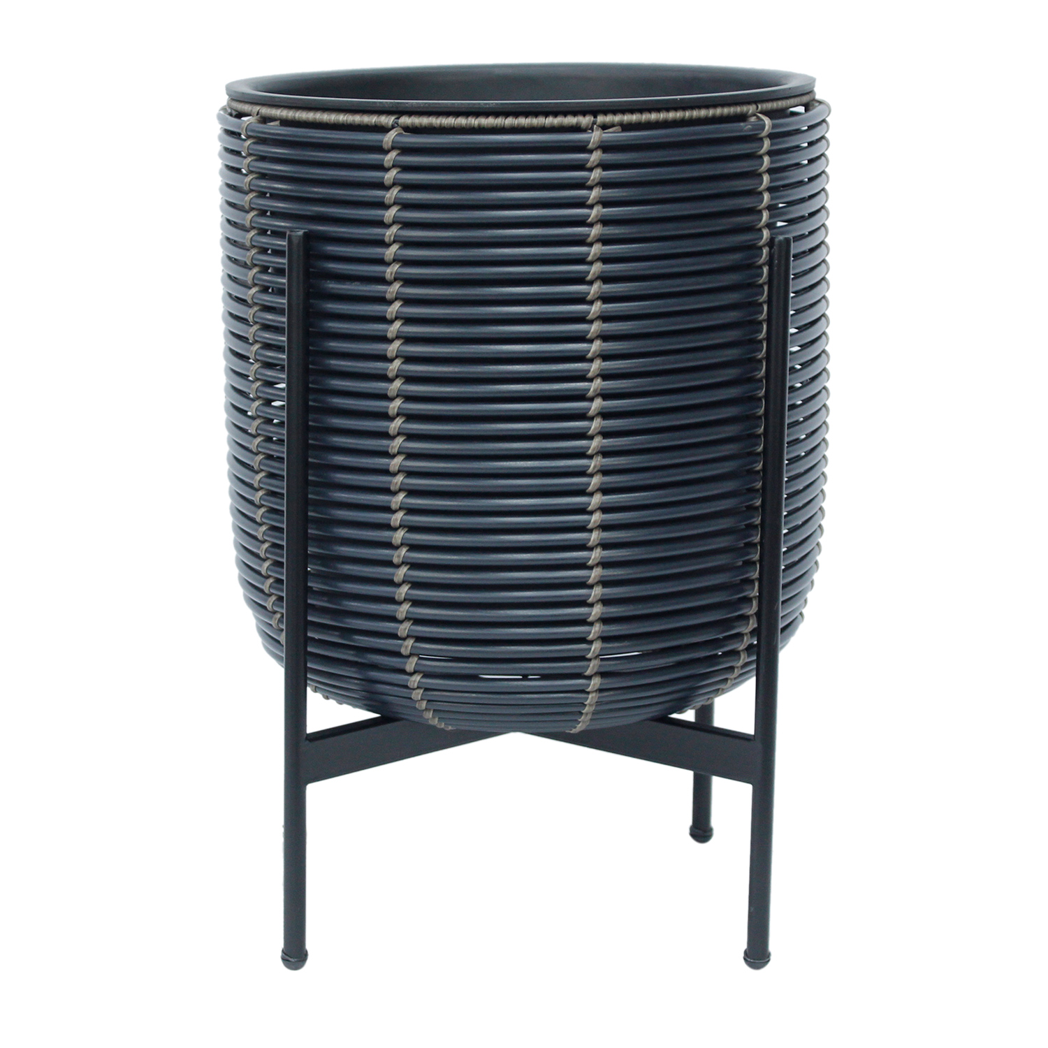 Vazonas su metaliniu stovu, juoda/ruda, 38 × 38 × 49 cm