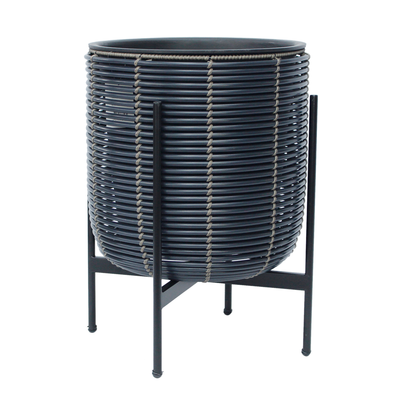 Vazonas su metaliniu stovu, juoda/ruda, 38 × 38 × 49 cm