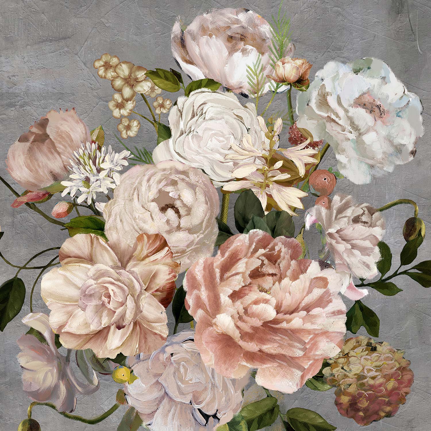 Aliejinis paveikslas „Gėlių puokštė“, 100 × 100 cm