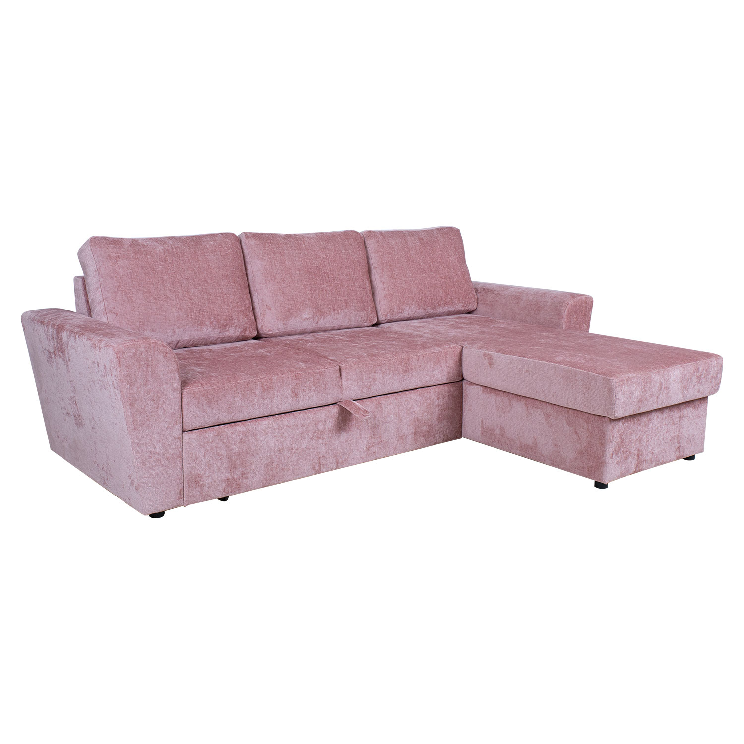 Kampinė sofa-lova INGMAR, rožinė, 242 × 168/92 × 92 cm