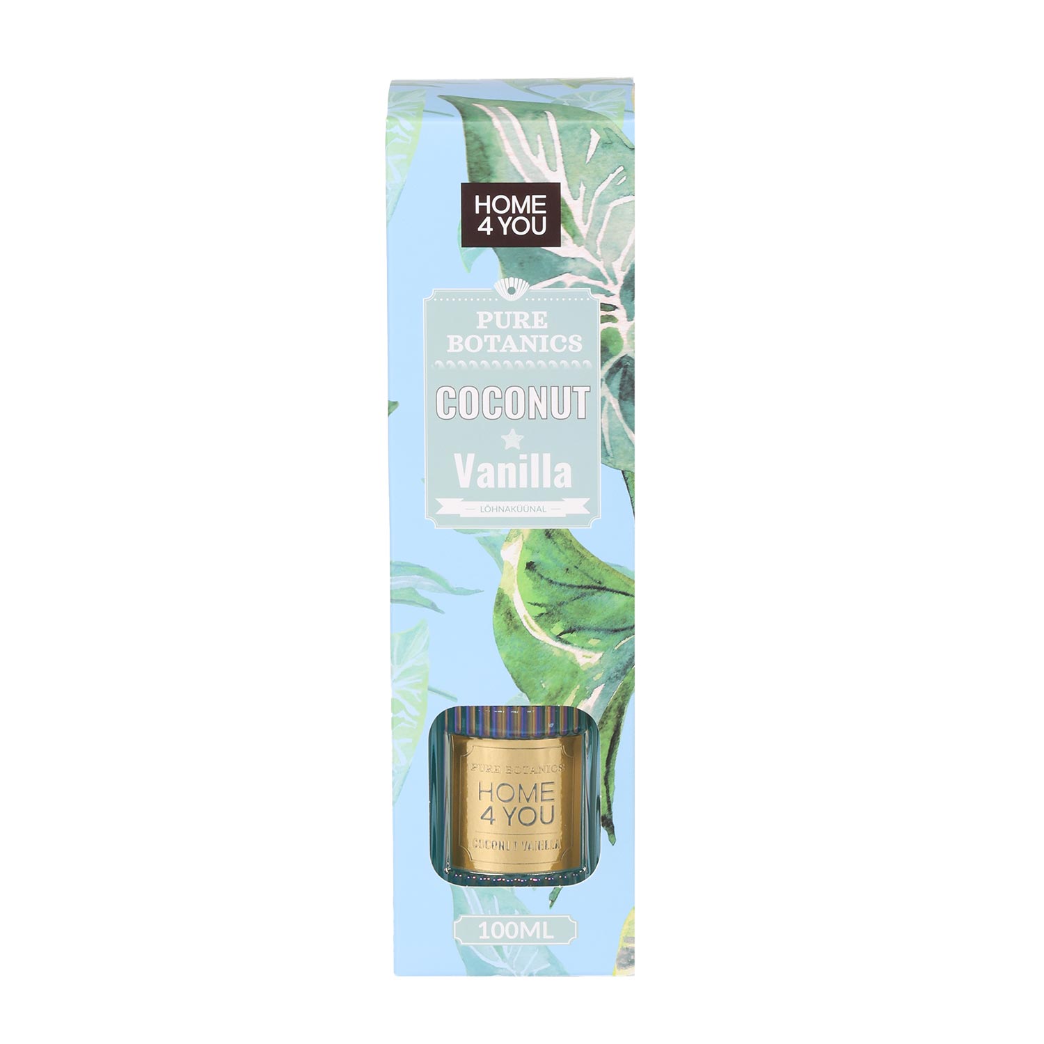 Namų kvapiklis su lazdelėmis Coconut Vanilla, šviesiai mėlynas, 6,3 × 6,3 × 9,8 cm 2