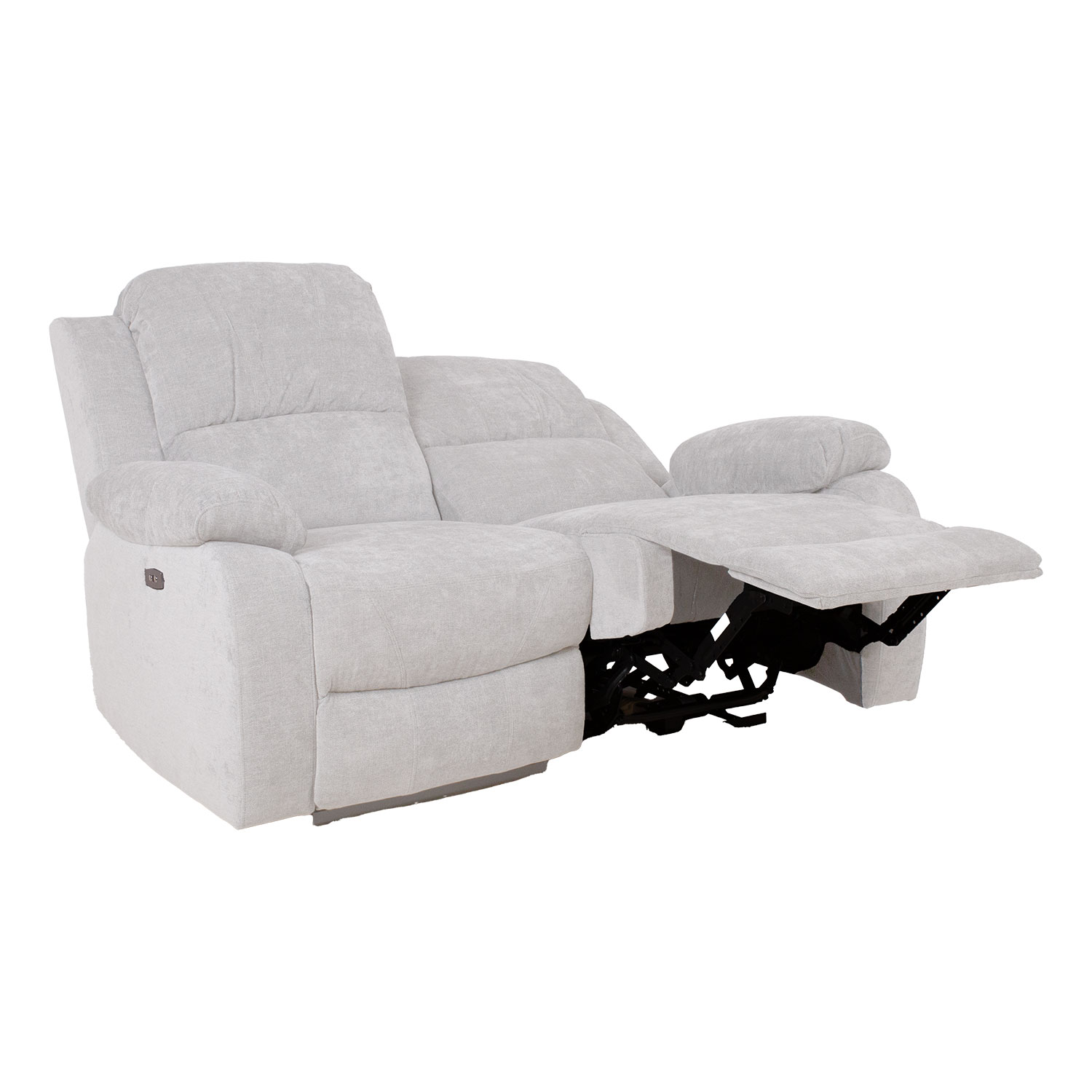 Sofa, 2 vietų elektrinė atlošiama, natūraliai balta, 150 × 96 × 100 cm
