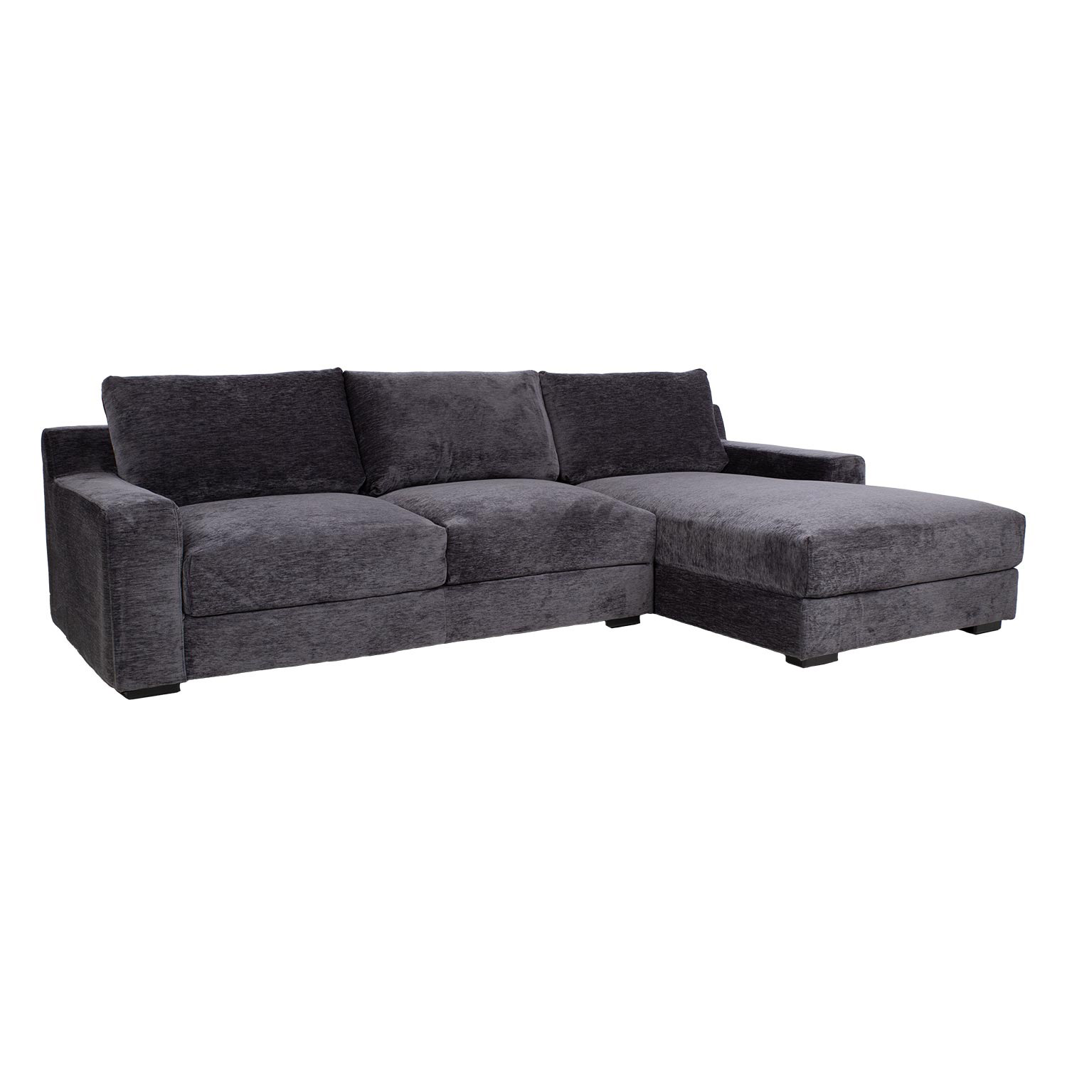 Kampinė sofa, dešininė, tamsiai pilka, 282 × 100/171 × 88 cm