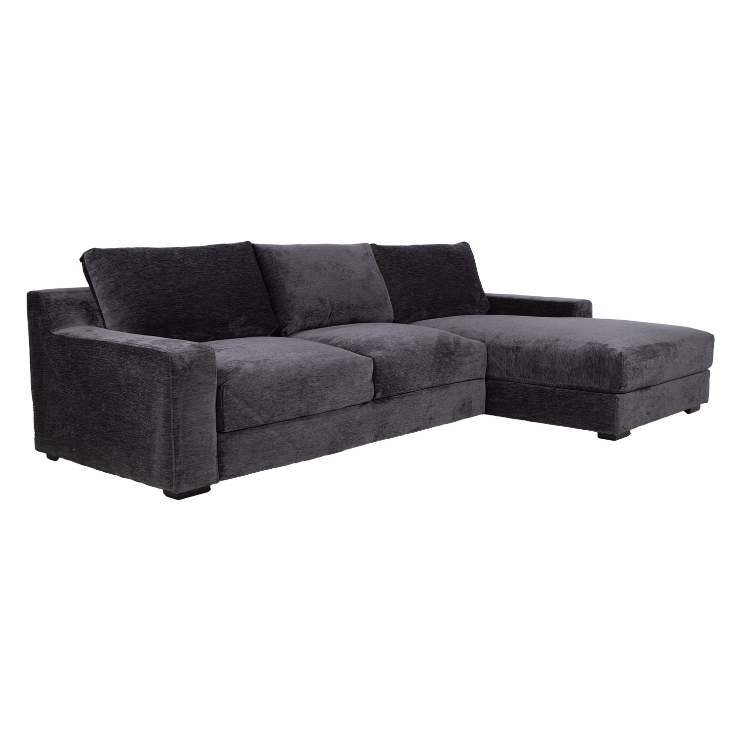 Kampinė sofa, dešininė, tamsiai pilka, 282 × 100/171 × 88 cm