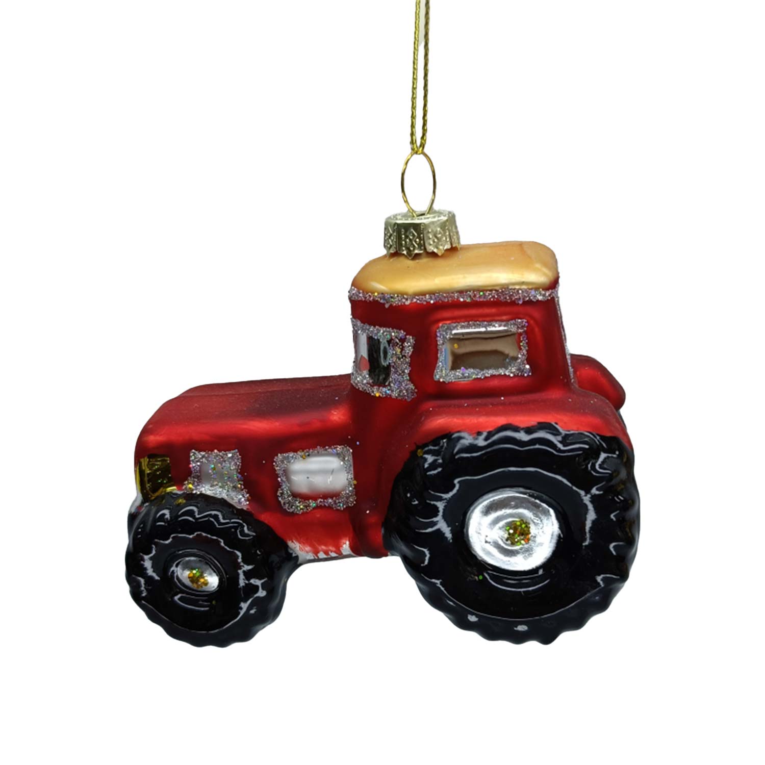 Ziemassvētku eglītes rotājums traktors, stikla, 9