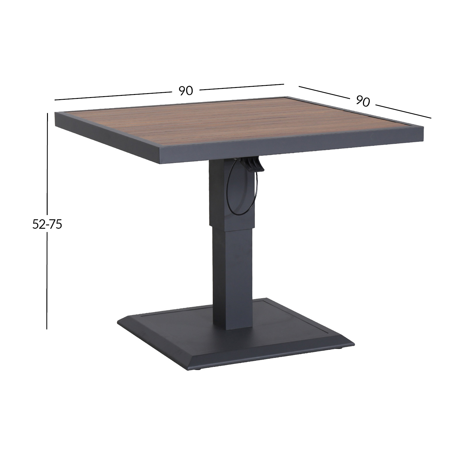 Lauko stalas, reguliuojamo aukščio, pilkas, 85 × 85 × 52–75 cm 3