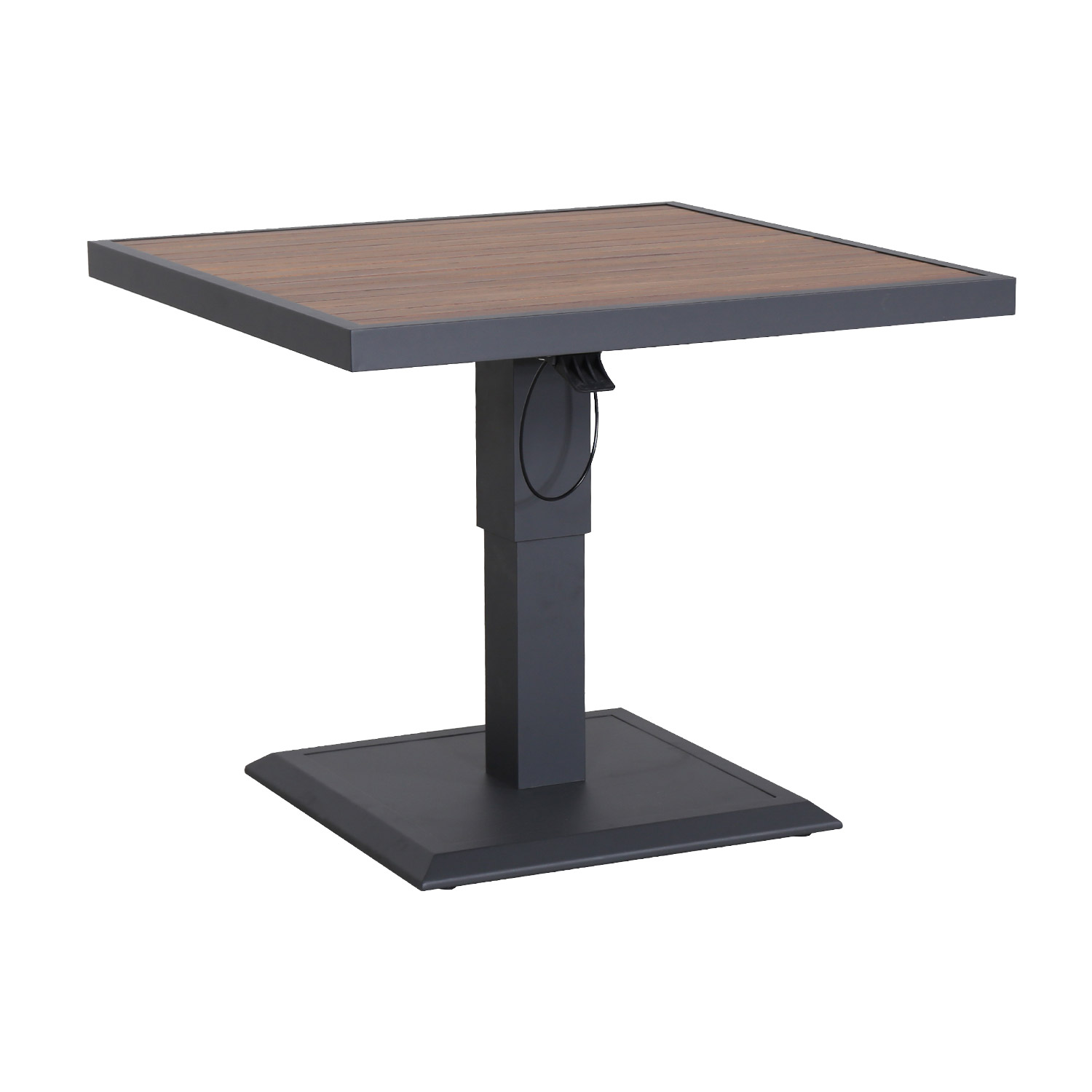 Lauko stalas, reguliuojamo aukščio, pilkas, 85 × 85 × 52–75 cm
