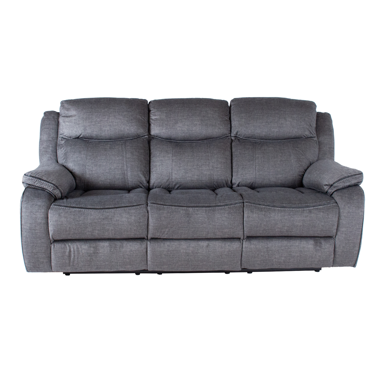 Trivietė sofa su rankiniu atlošimo mechanizmu, pilka, 210 x 98 x 104 cm 2