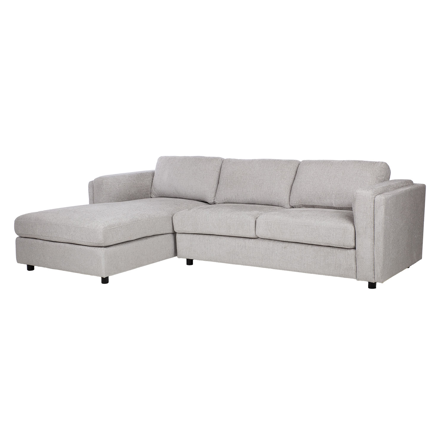 Kampinė sofa, kairinė, pilka, 272 × 174/93 × 83 cm