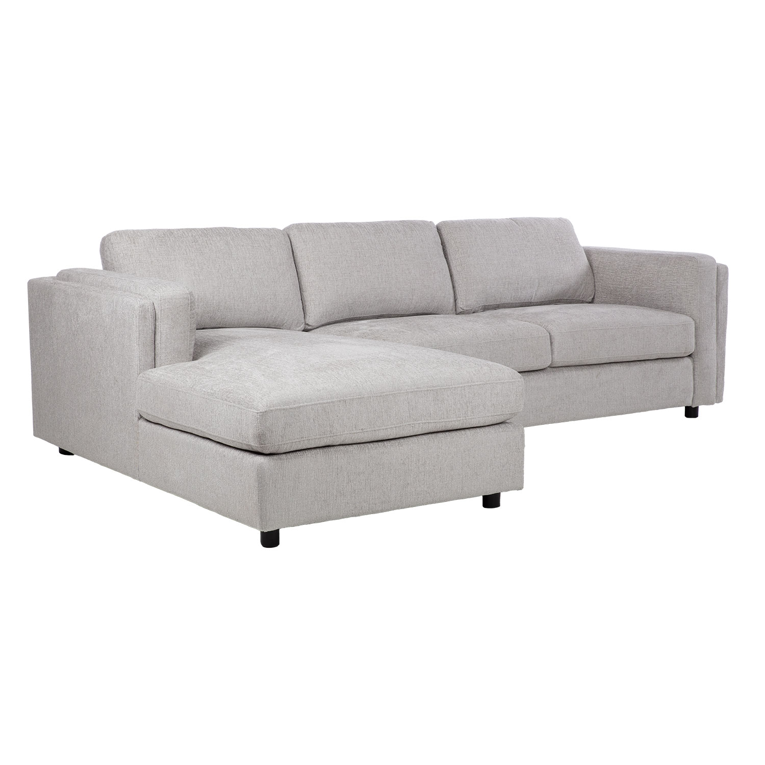 Kampinė sofa, kairinė, pilka, 272 × 174/93 × 83 cm