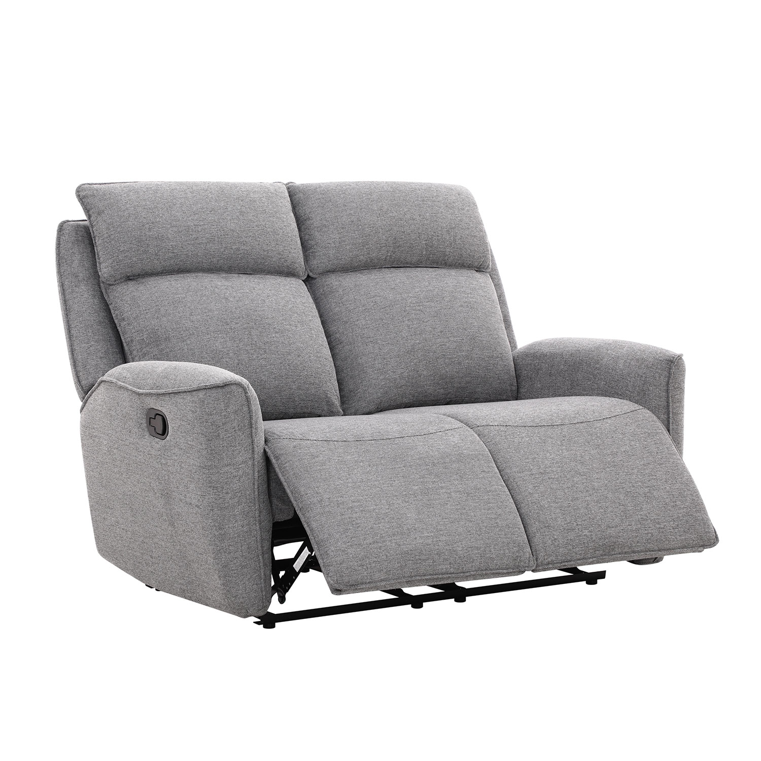 Dvivietė atlošiama sofa su rankiniu mechanizmu, pilka, 150 × 90 × 104 cm