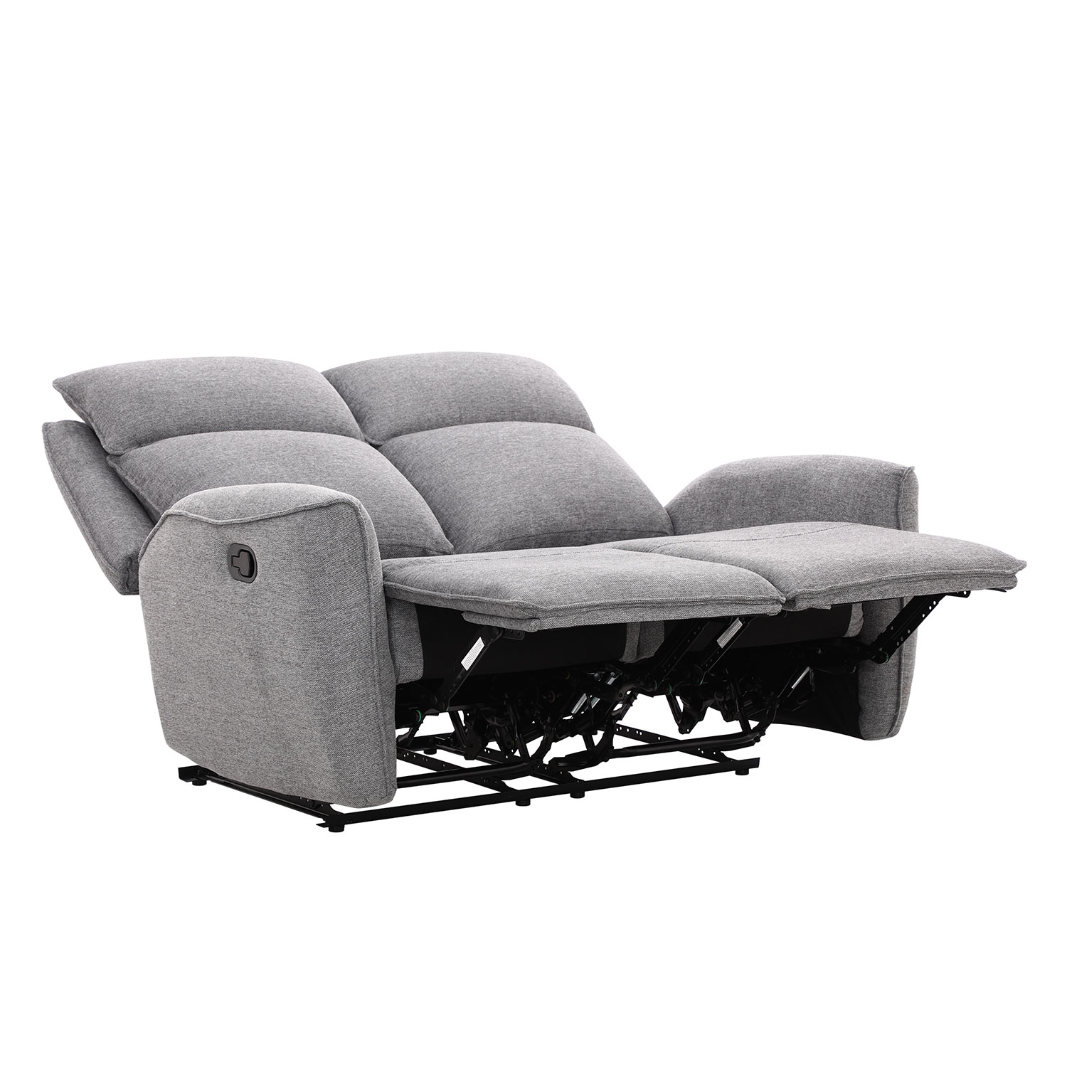 Dvivietė atlošiama sofa su rankiniu mechanizmu, pilka, 150 × 90 × 104 cm 2
