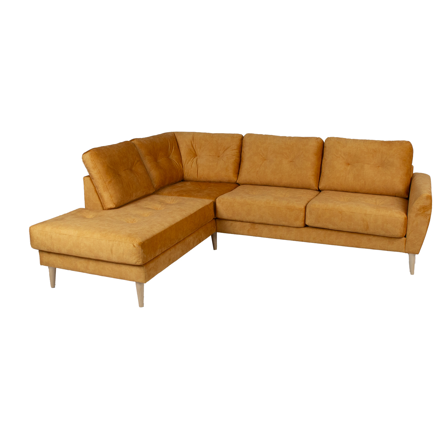 Kampinė sofa HEIVI, kairysis kampas, geltona, 250 × 200/90 × 90 cm 3