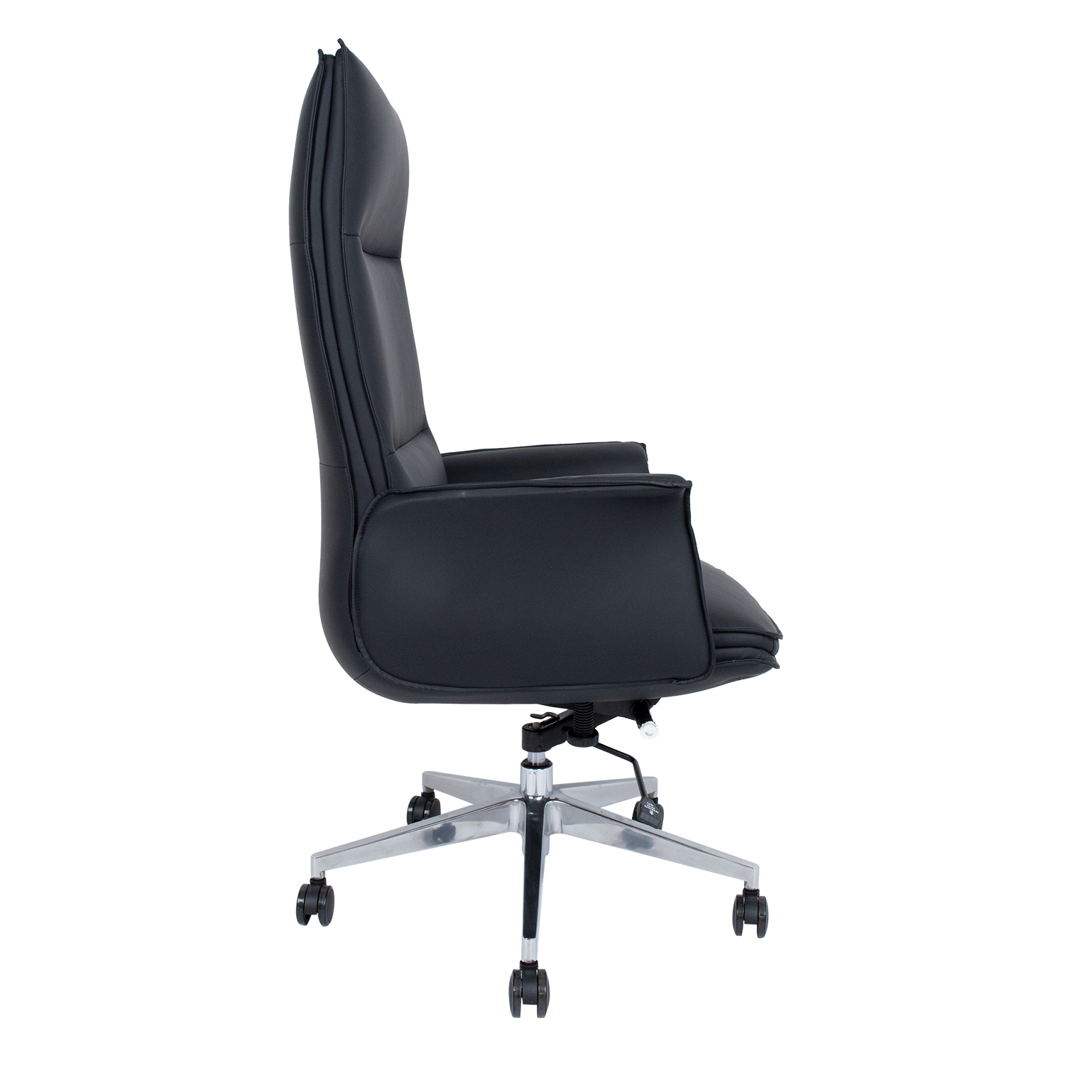 Biuro kėdė su dirbtinės odos apmušalais ir fiksuojamu sūpavimo mechanizmu, juoda, 72 × 69 × 125–129 cm