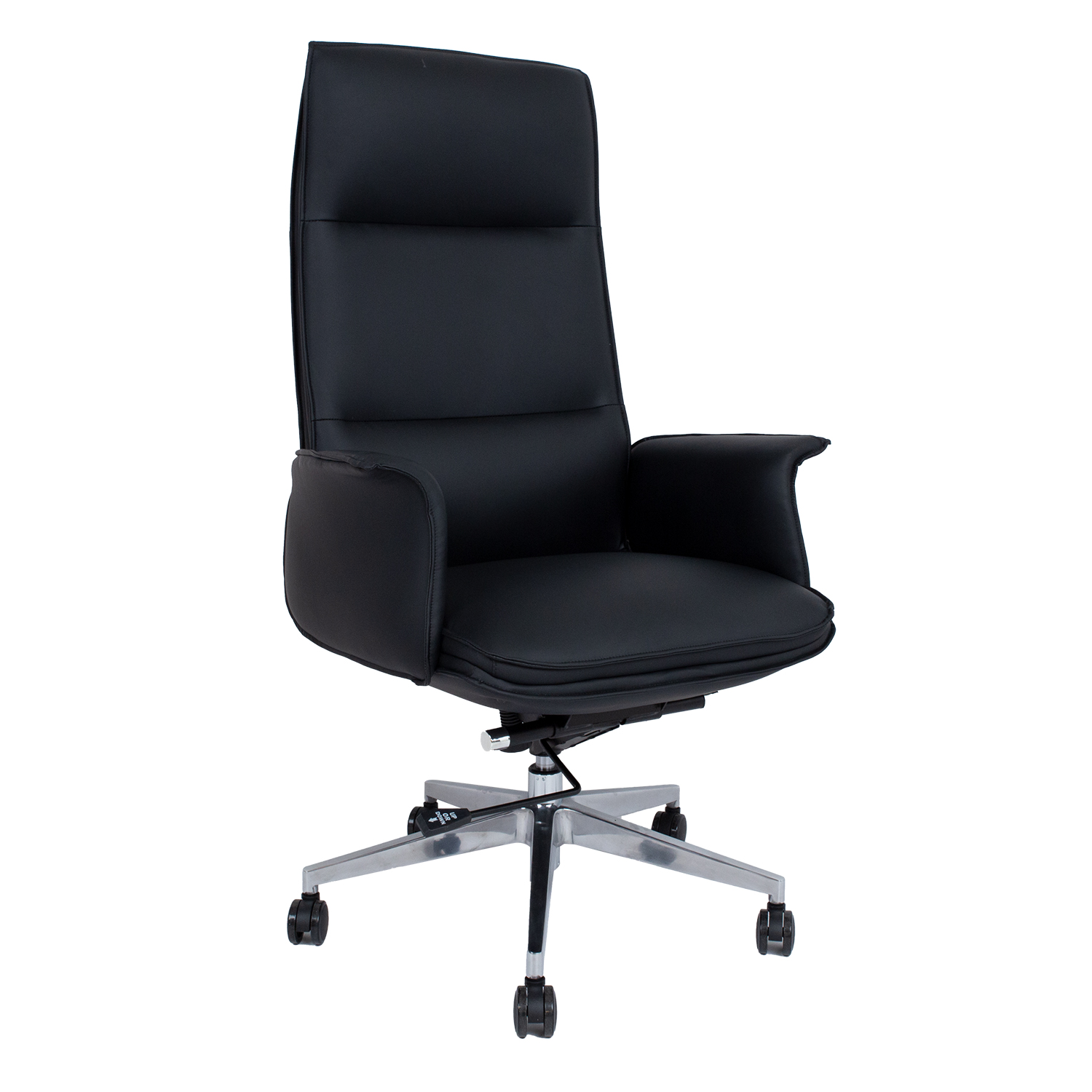 Biuro kėdė su dirbtinės odos apmušalais ir fiksuojamu sūpavimo mechanizmu, juoda, 72 × 69 × 125–129 cm