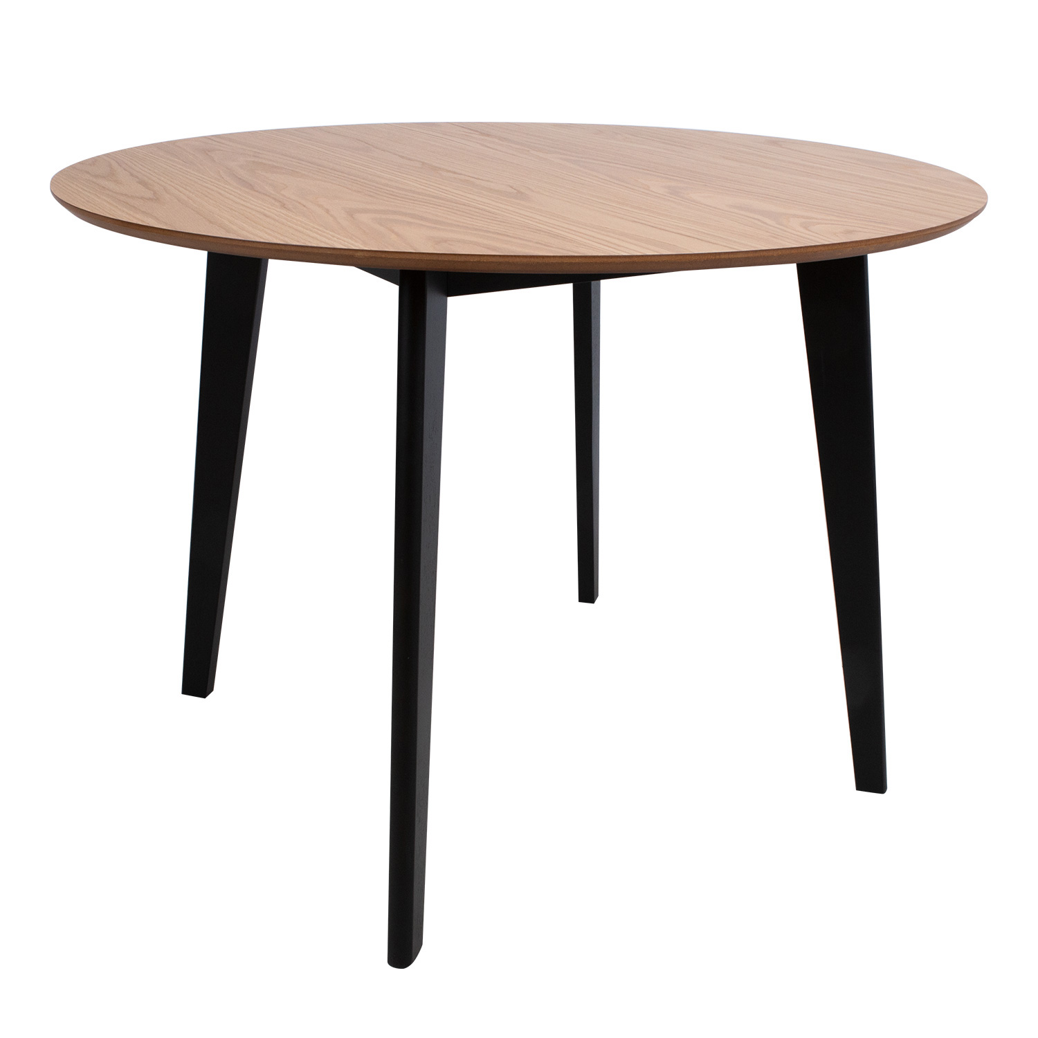 Valgomojo stalo komplektas su apvaliu stalu ir 4 kėdėmis, ąžuolo/juodos spalvos, Ø105 × 76 cm 2